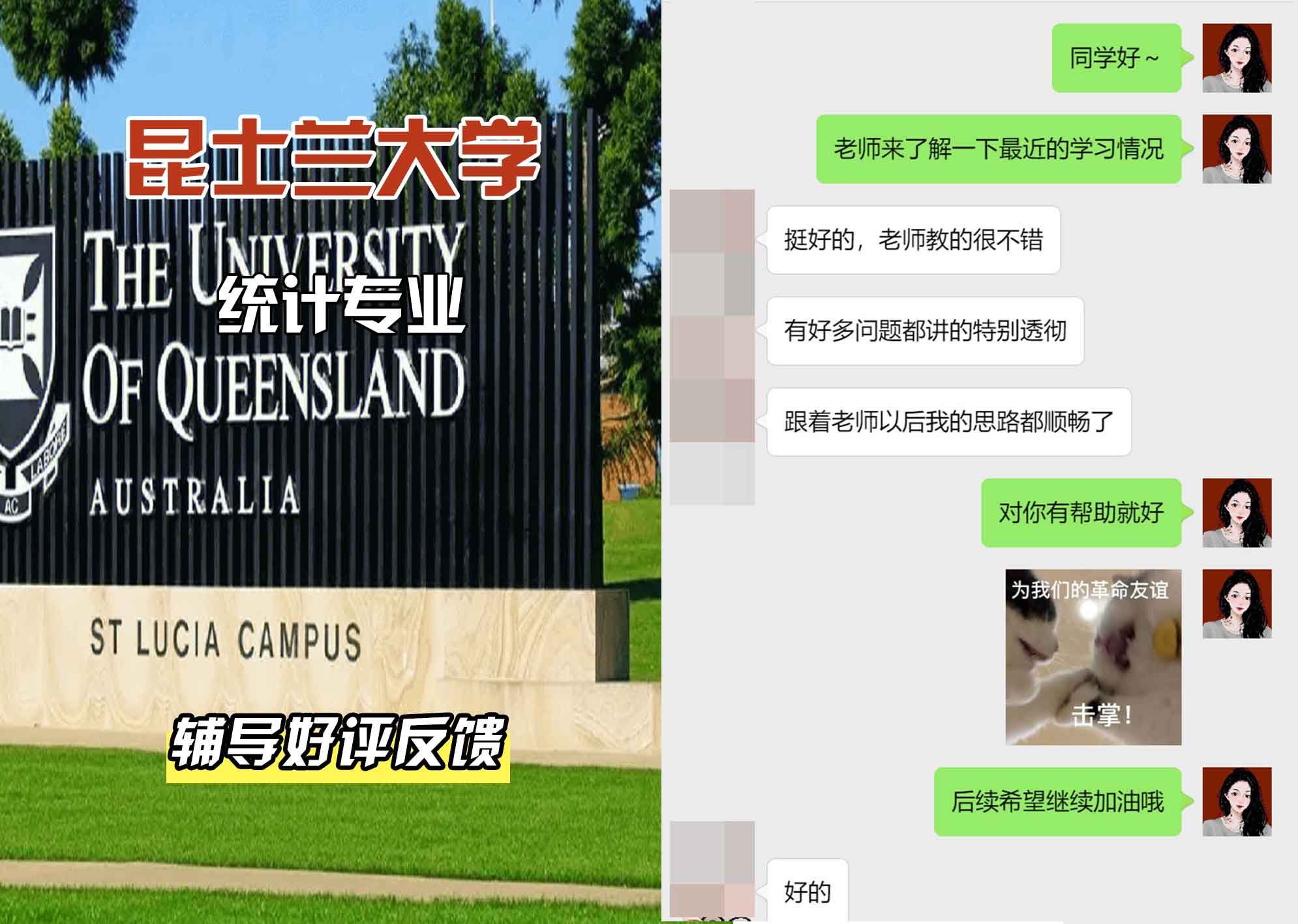昆士兰大学UQ统计辅导好评反馈