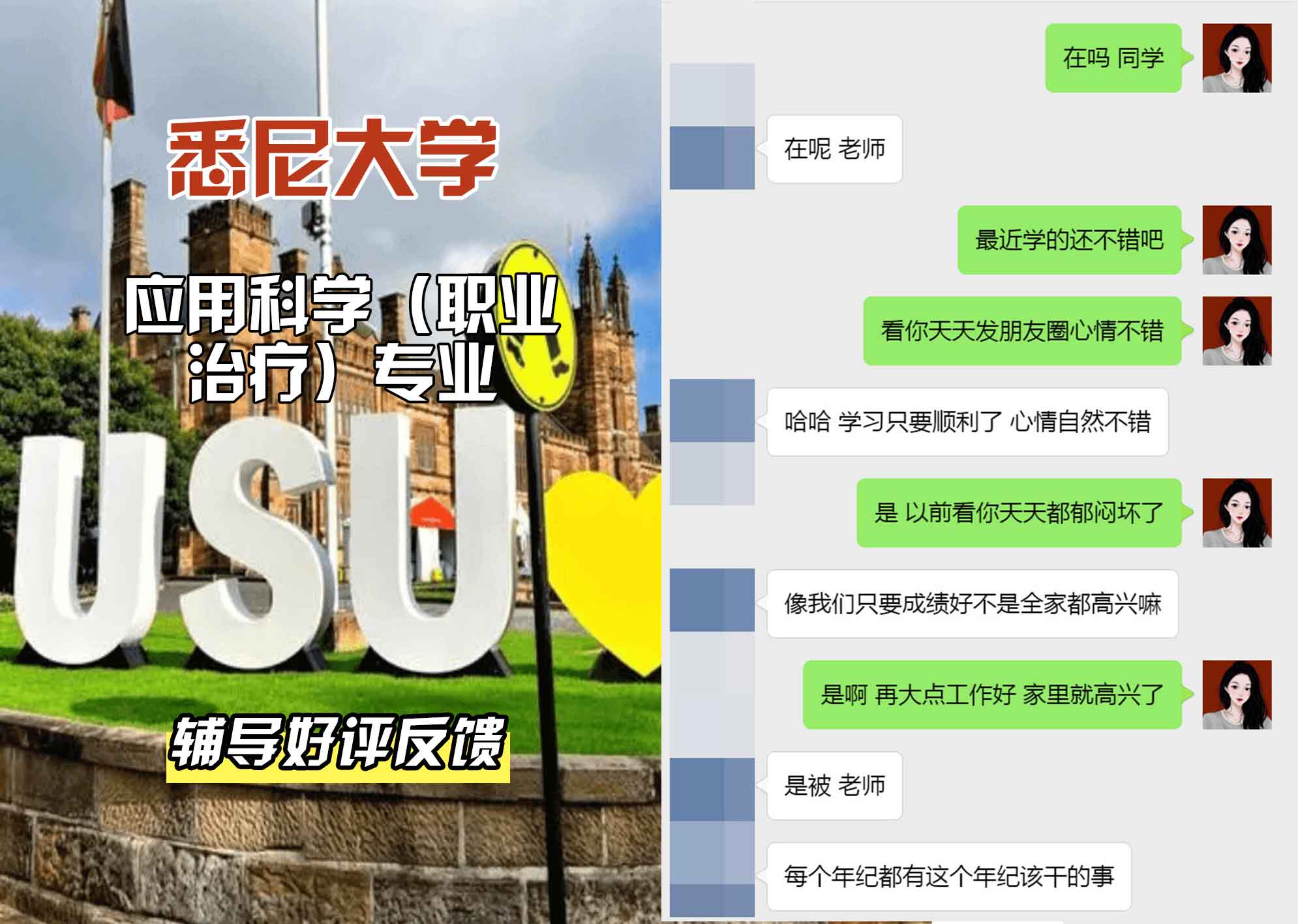 悉尼大学USYD应用科学（职业治疗）辅导好评反馈