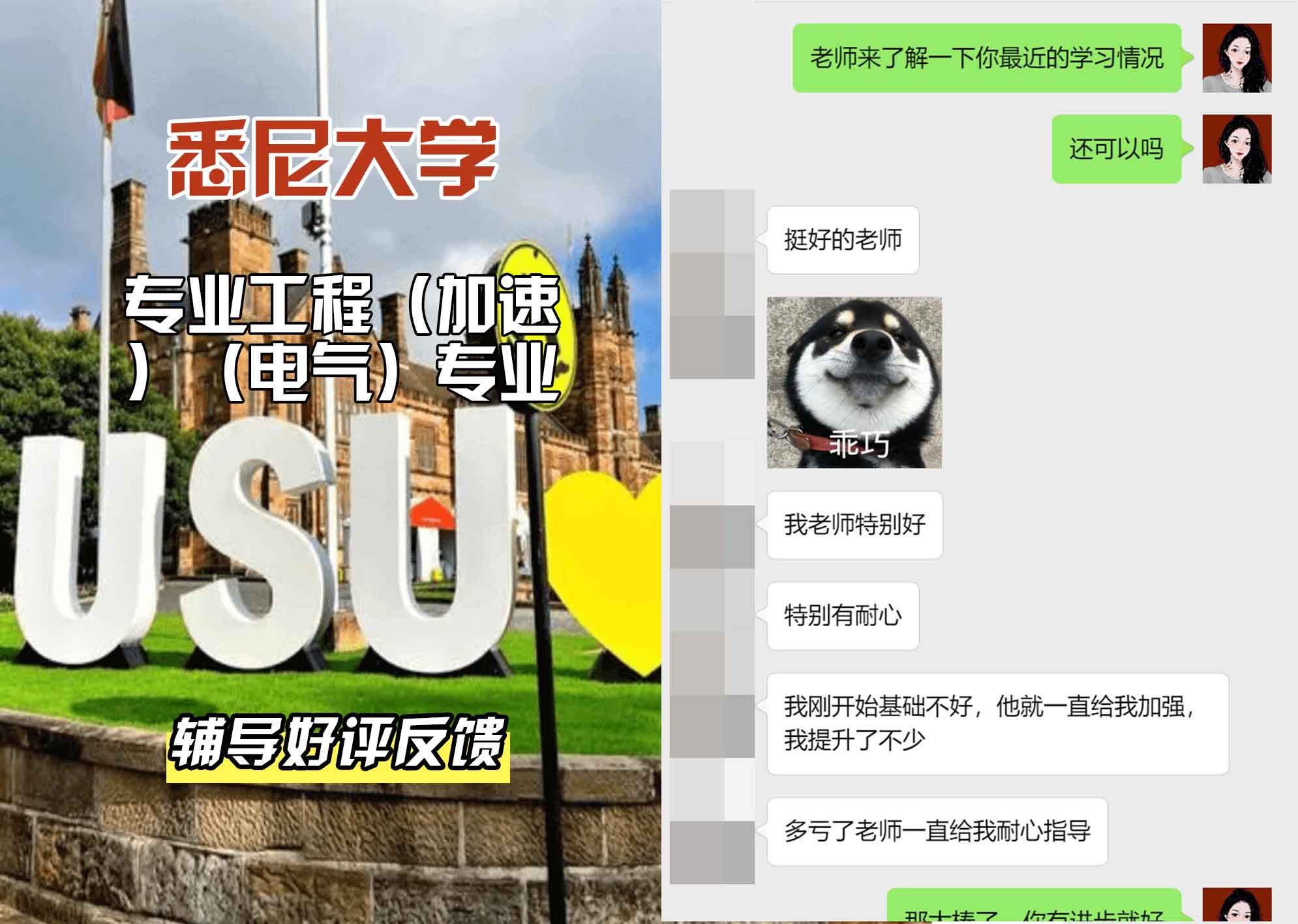 悉尼大学USYD专业工程（加速）（电气）辅导好评反馈