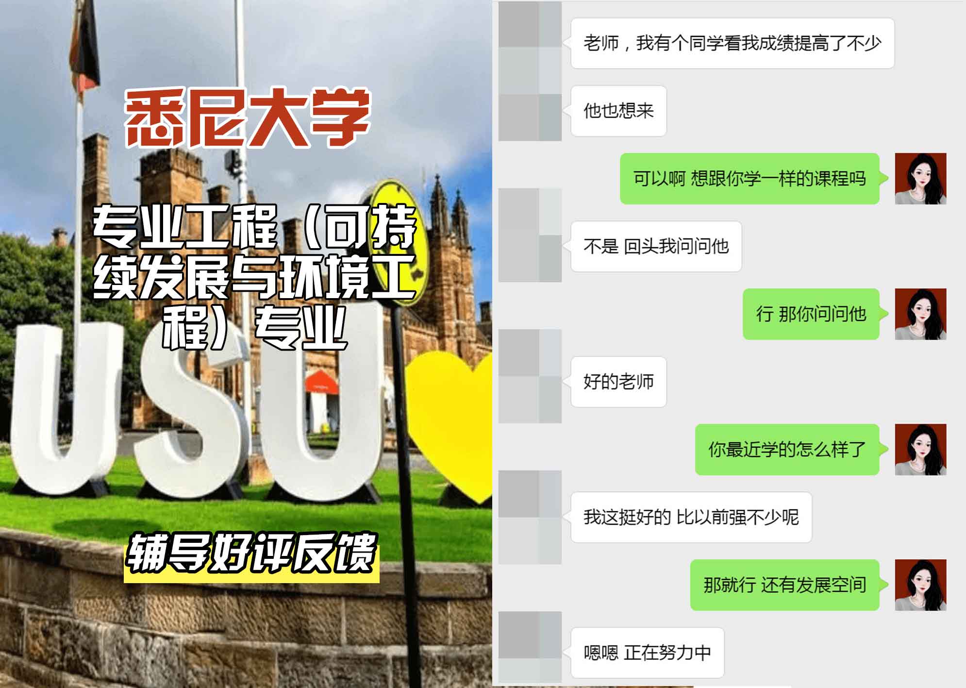 悉尼大学USYD专业工程（可持续发展与环境工程）辅导好评反馈