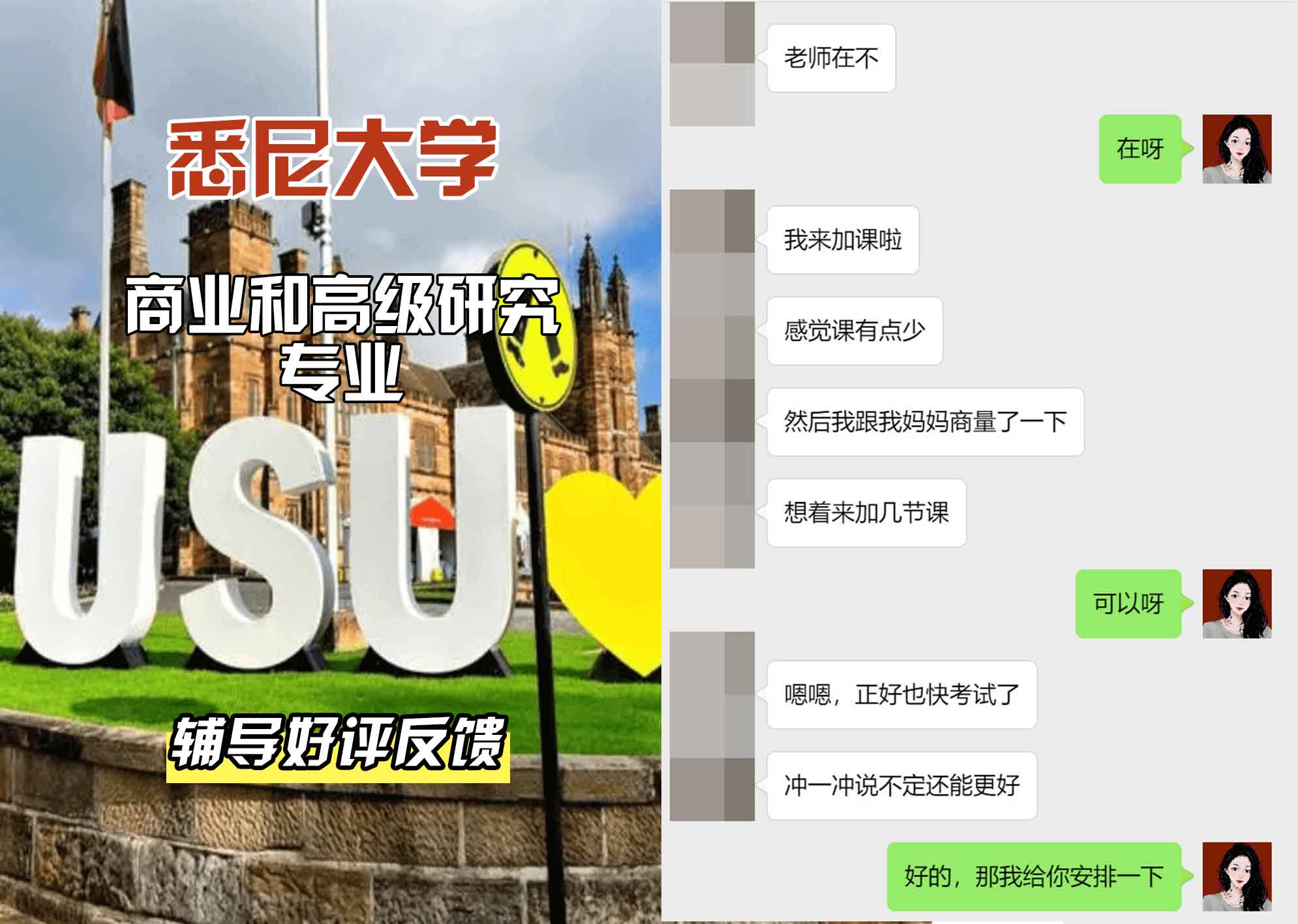 悉尼大学USYD商业和高级研究辅导好评反馈