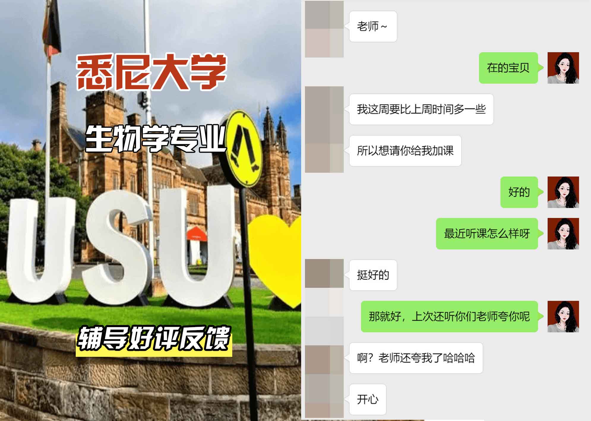 悉尼大学USYD生物学辅导好评反馈