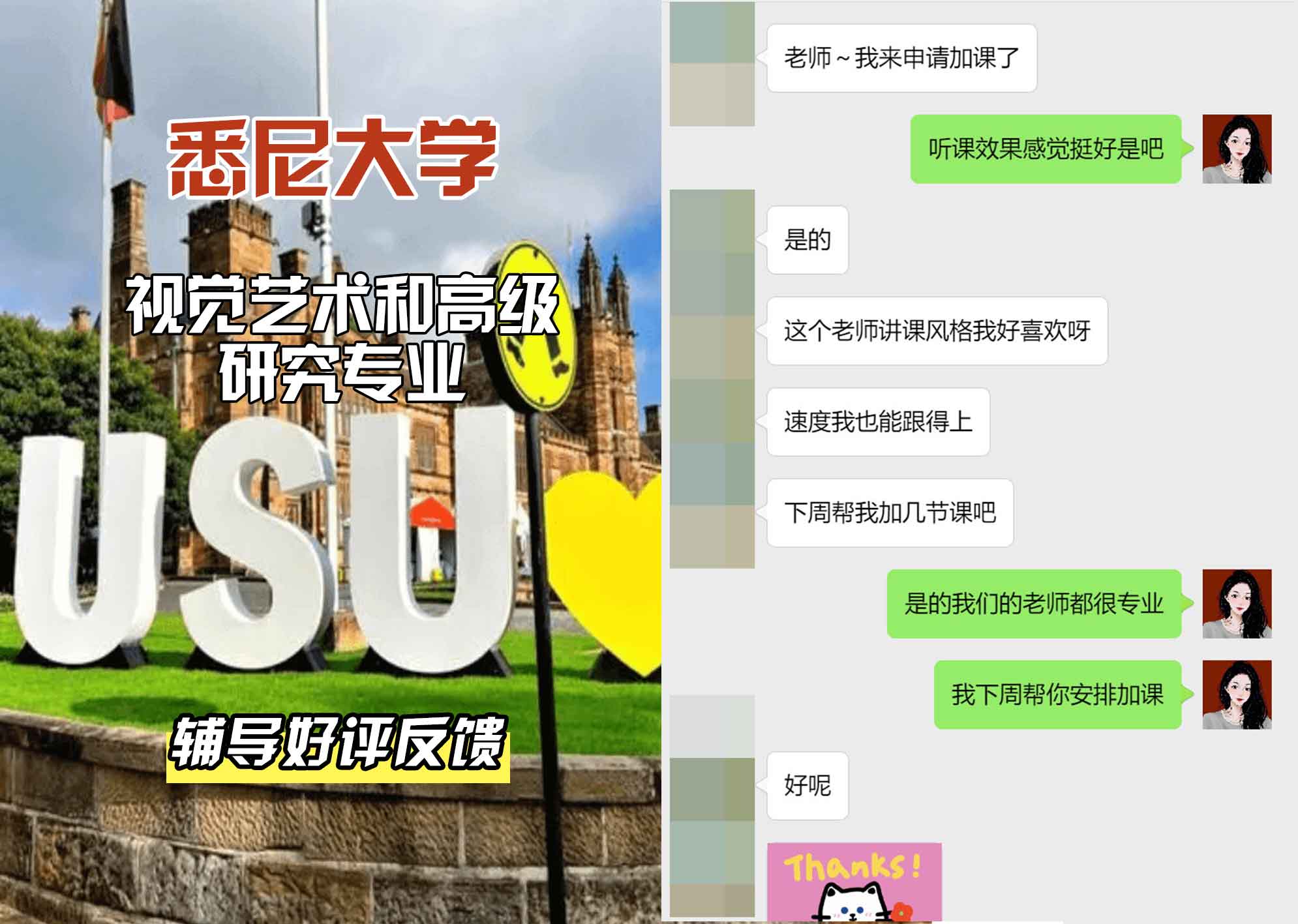 悉尼大学USYD视觉艺术和高级研究辅导好评反馈