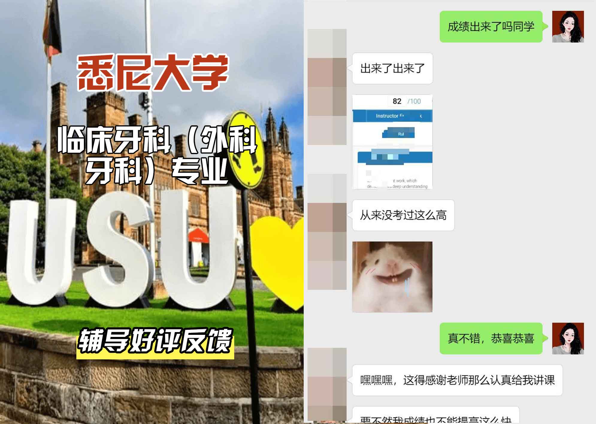悉尼大学USYD临床牙科（外科牙科）辅导好评反馈