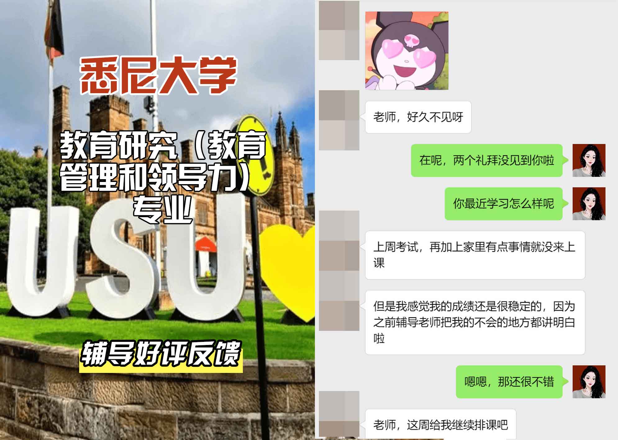 悉尼大学USYD教育研究（教育管理和领导力）辅导好评反馈