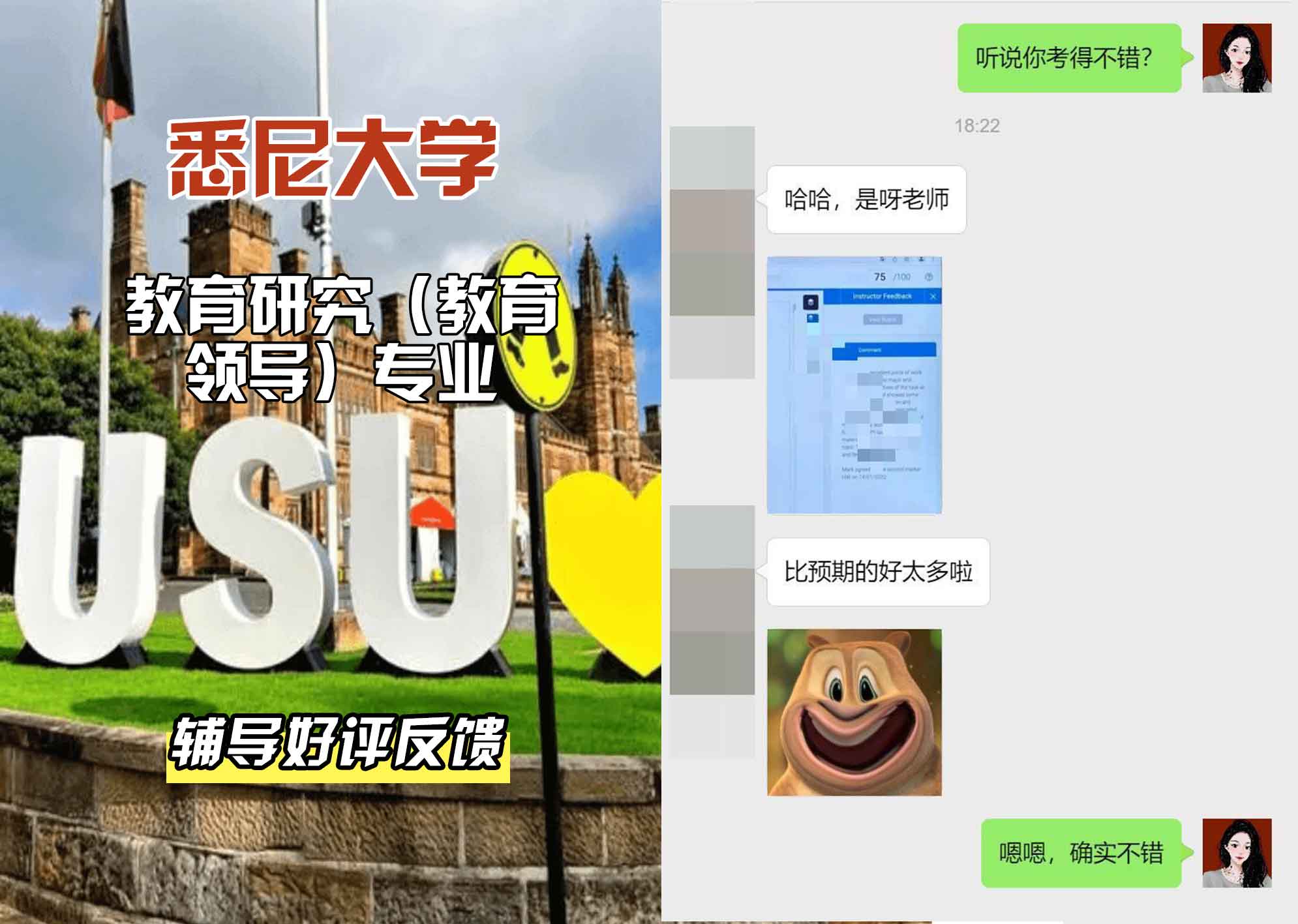 悉尼大学USYD教育研究（教育领导）辅导好评反馈