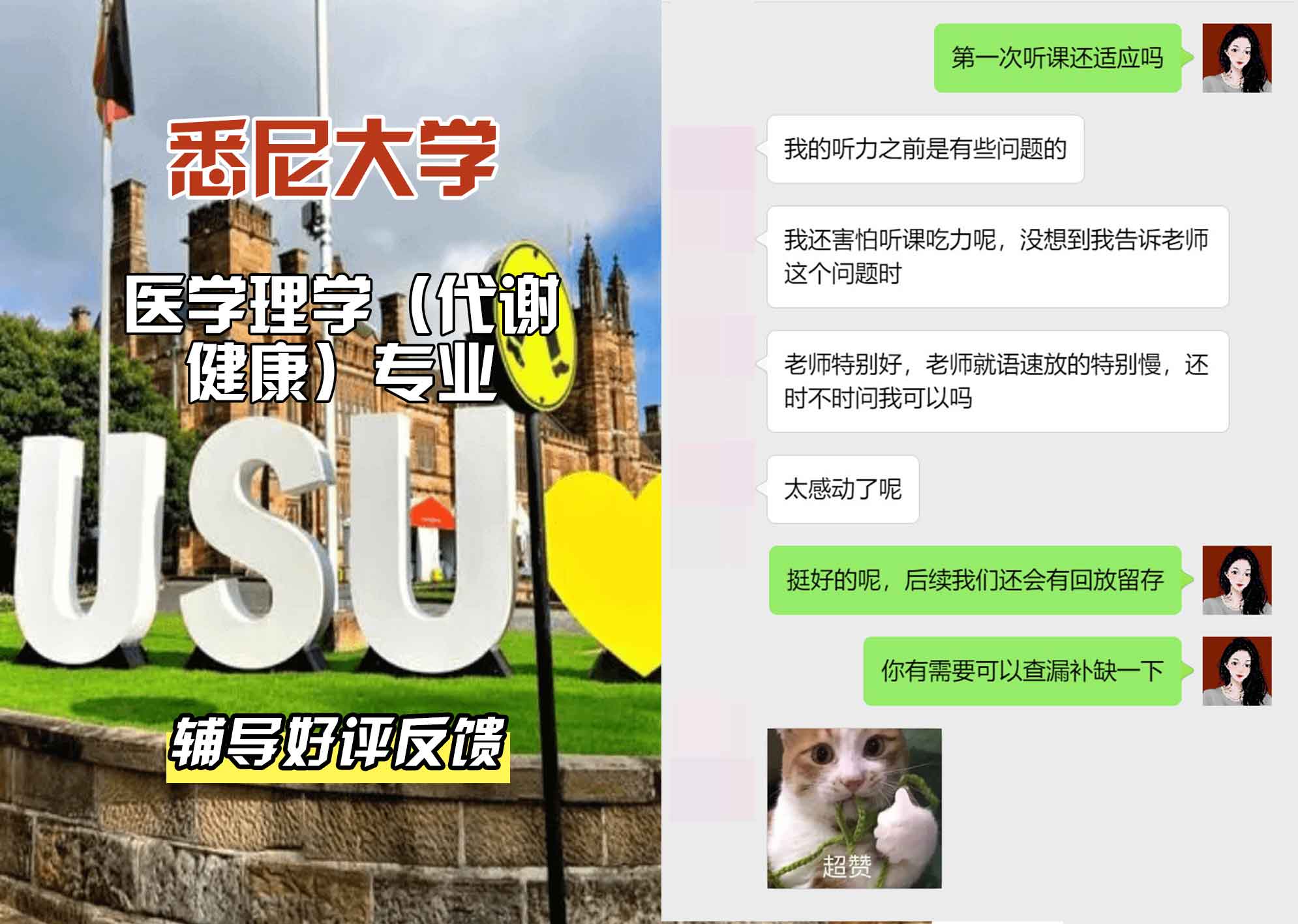 悉尼大学USYD医学理学（代谢健康）辅导好评反馈