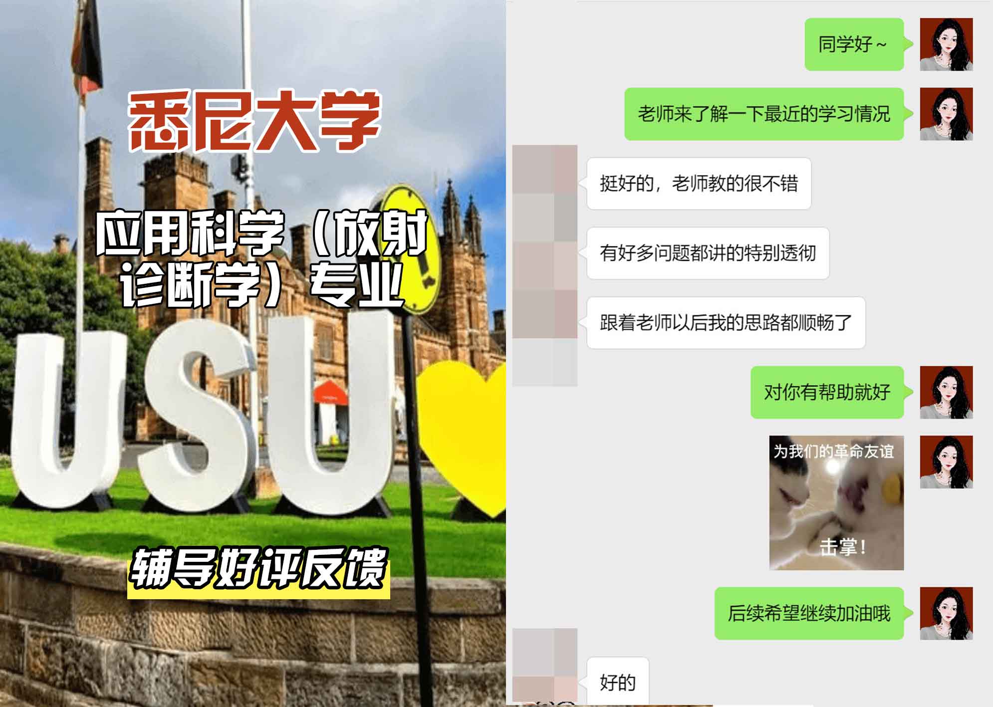 悉尼大学USYD应用科学（放射诊断学）辅导好评反馈