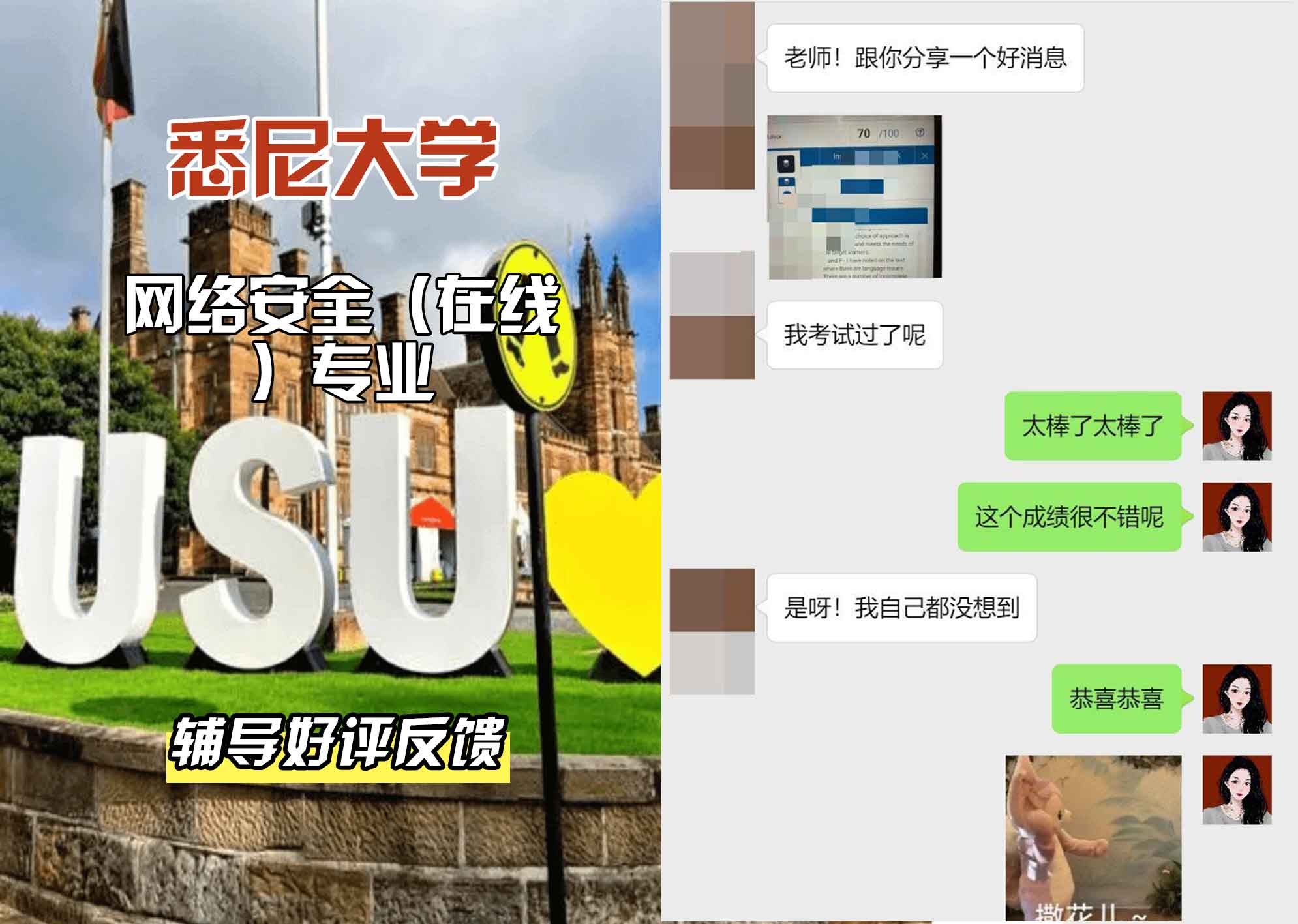 悉尼大学USYD网络安全（在线）辅导好评反馈