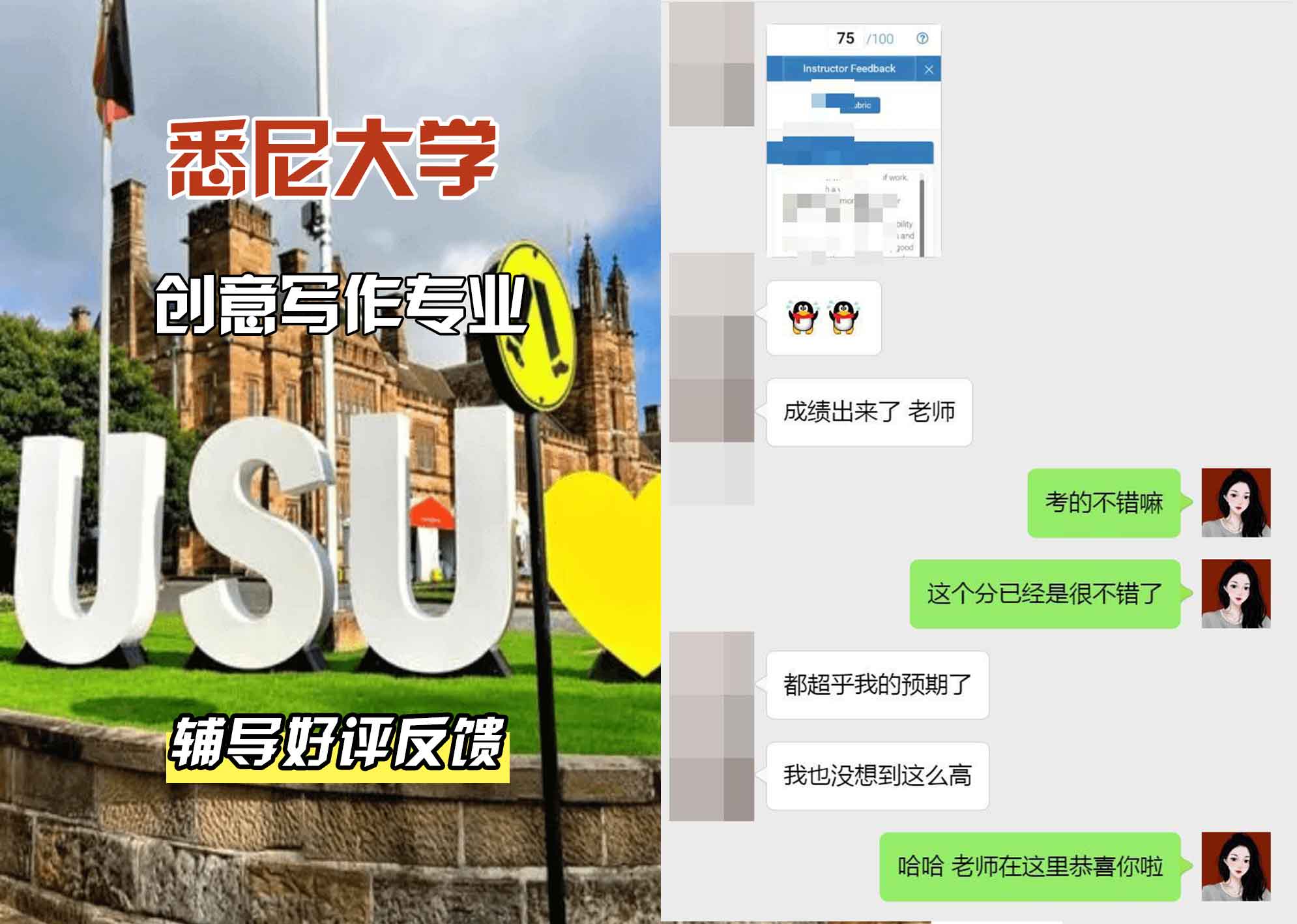 悉尼大学USYD创意写作辅导好评反馈