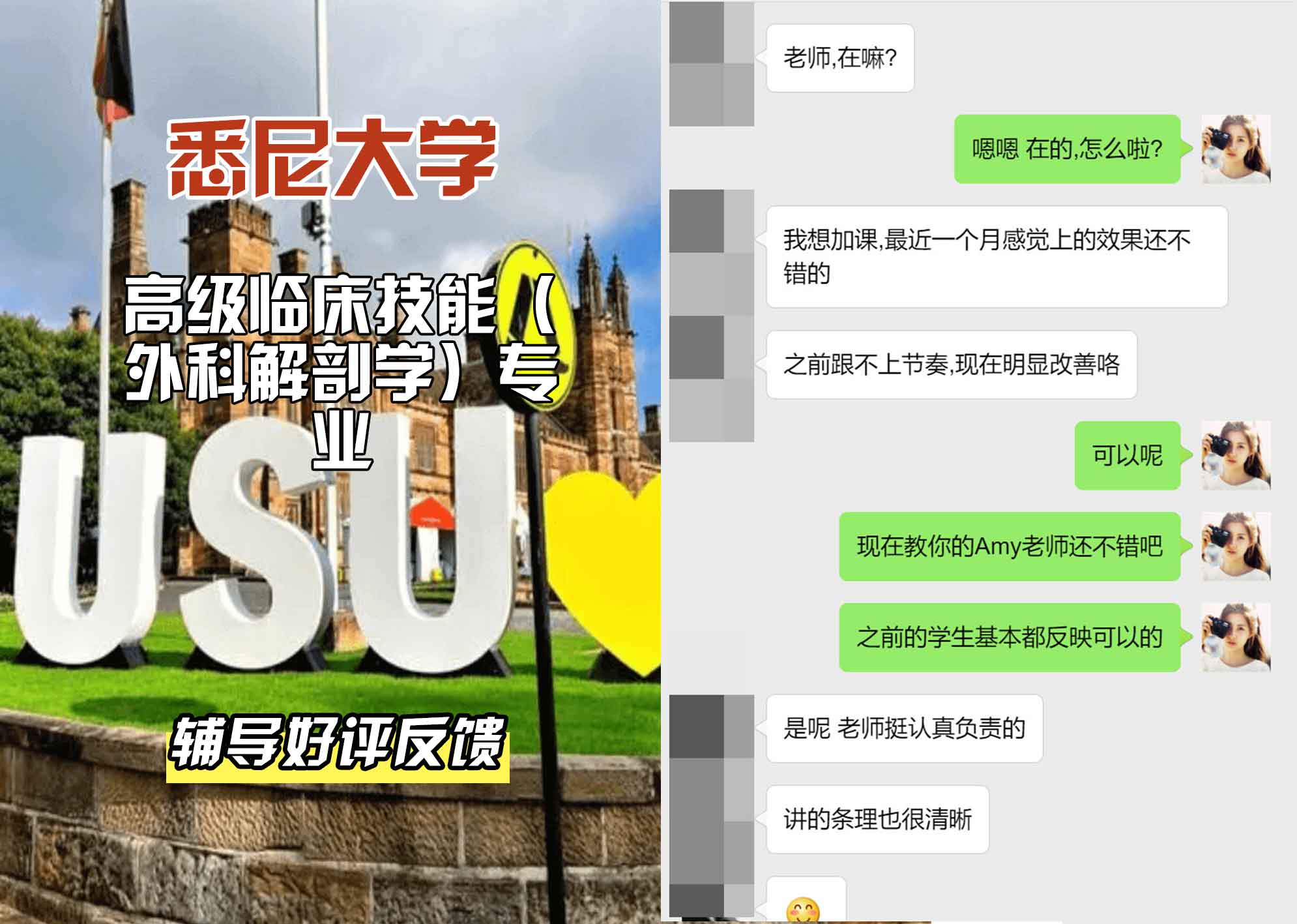悉尼大学USYD高级临床技能（外科解剖学）辅导好评反馈