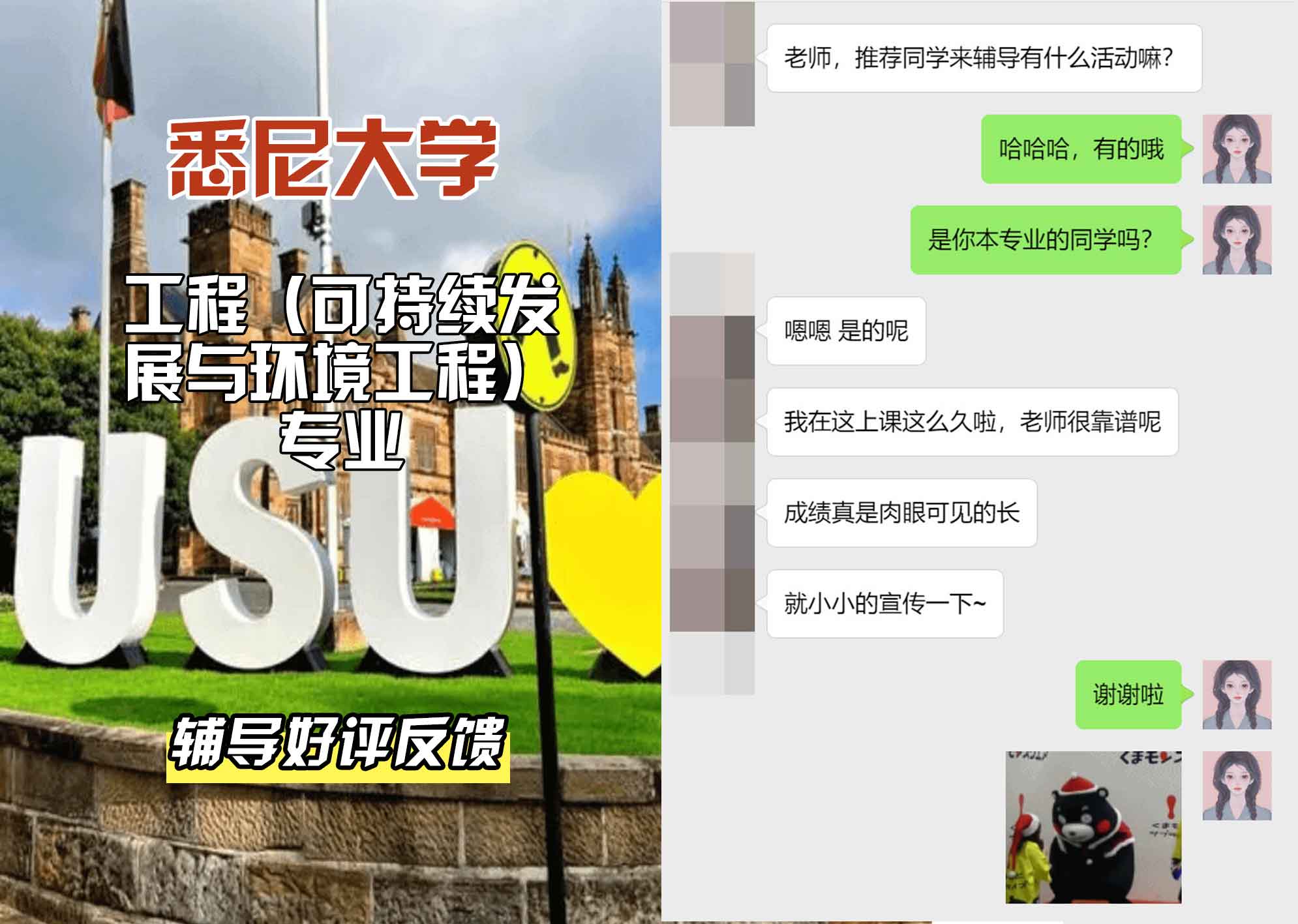 悉尼大学USYD工程（可持续发展与环境工程）辅导好评反馈