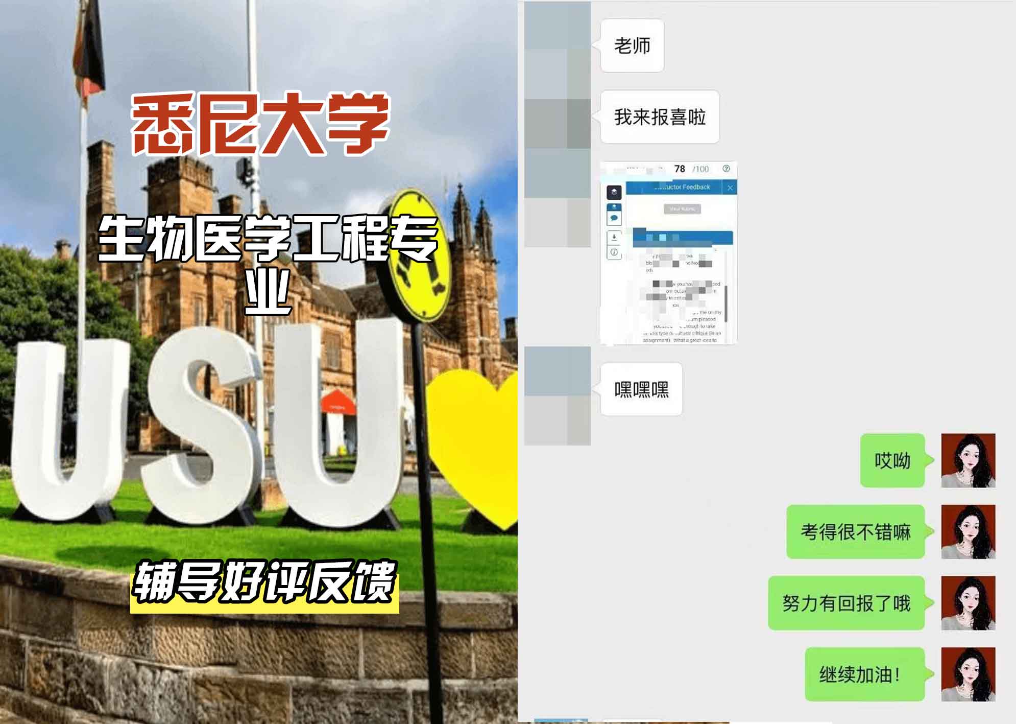 悉尼大学USYD工程（生物医学工程）辅导好评反馈