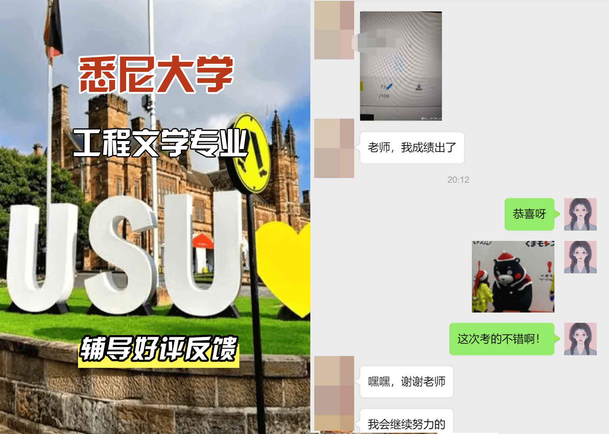 悉尼大学USYD工程/文学辅导好评反馈