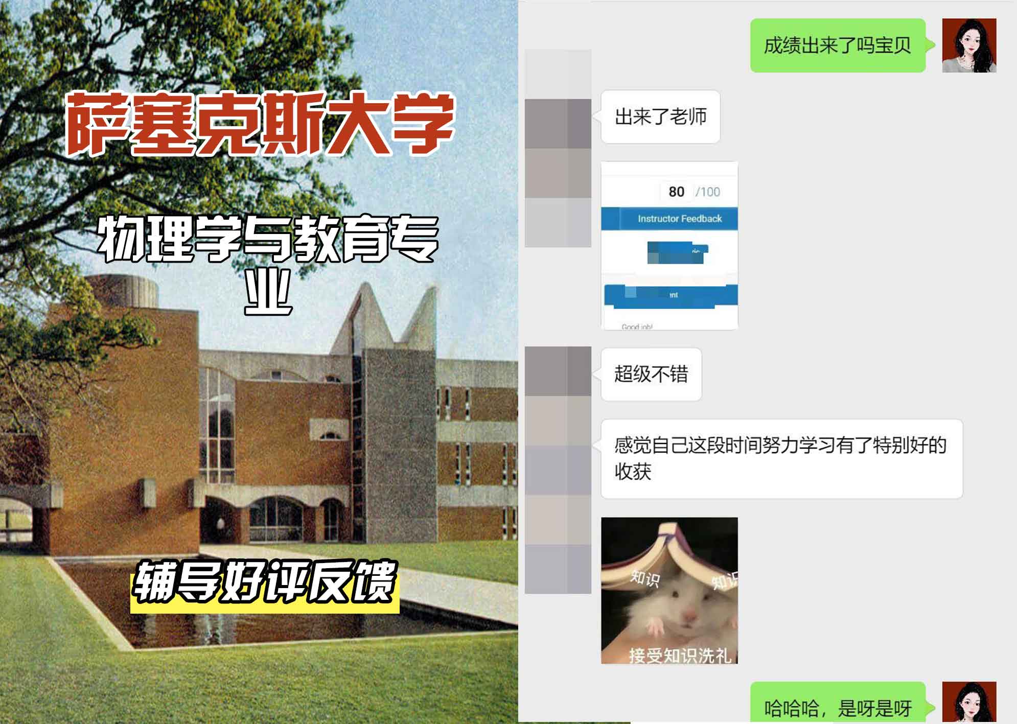 Sussex萨塞克斯大学物理学与教育辅导好评反馈