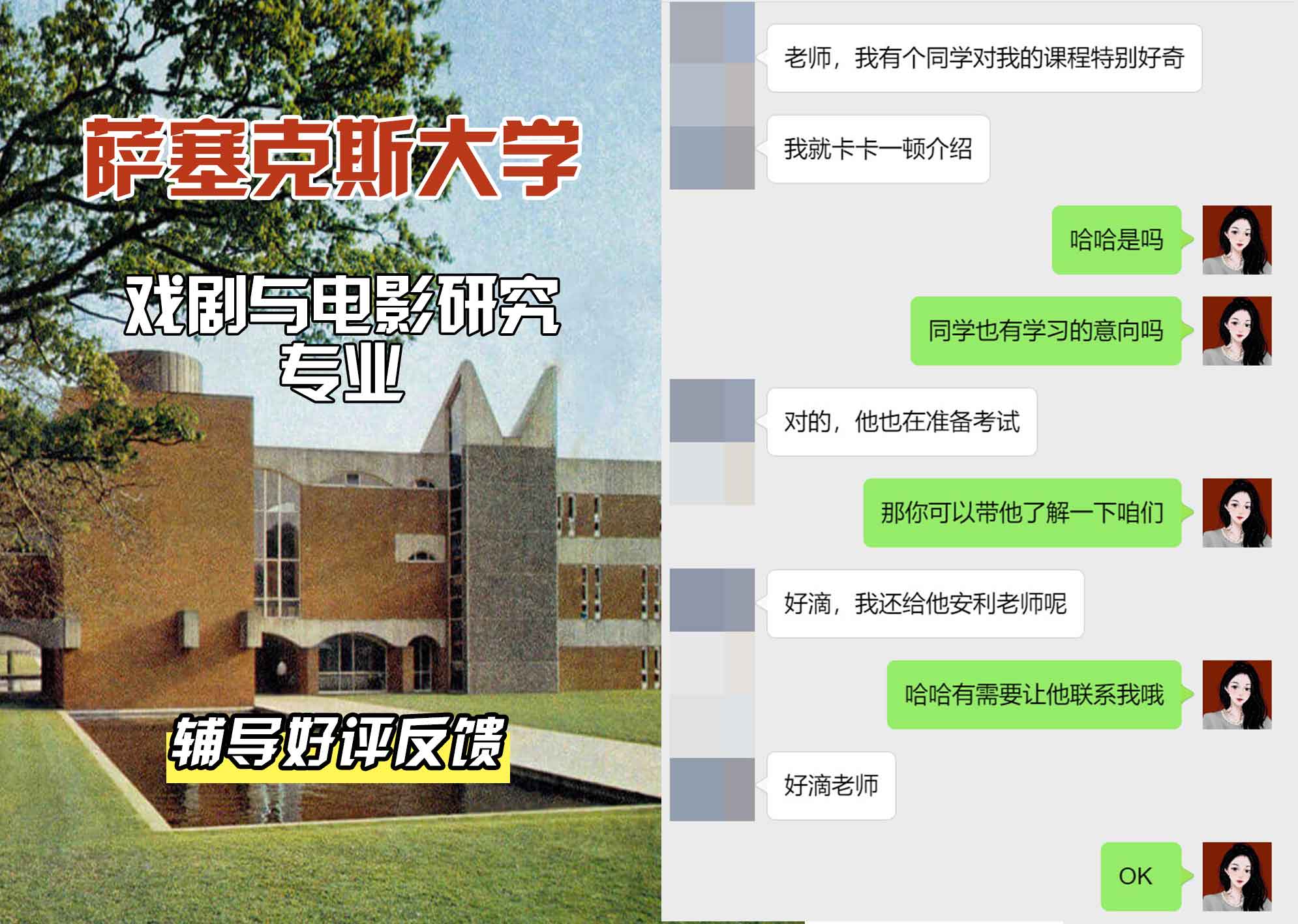 Sussex萨塞克斯大学戏剧与电影研究辅导好评反馈