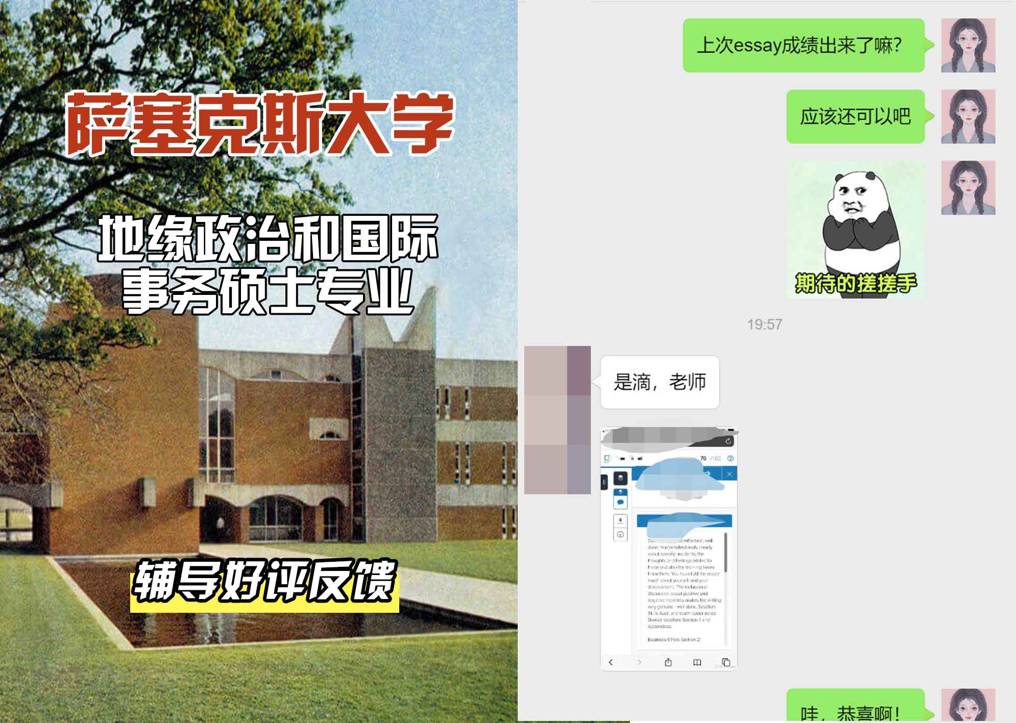 Sussex萨塞克斯大学地缘政治和国际事务辅导好评反馈