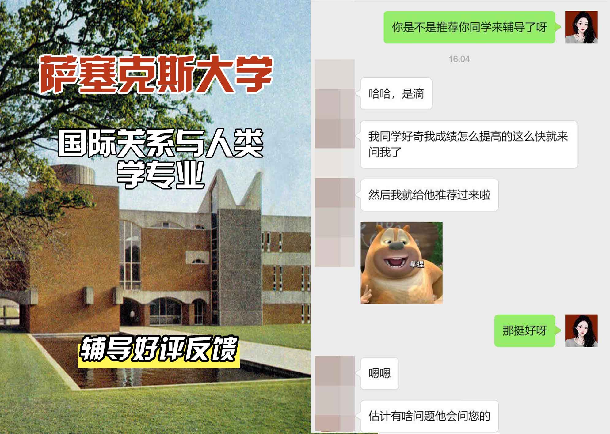 Sussex萨塞克斯大学国际关系与人类学辅导好评反馈