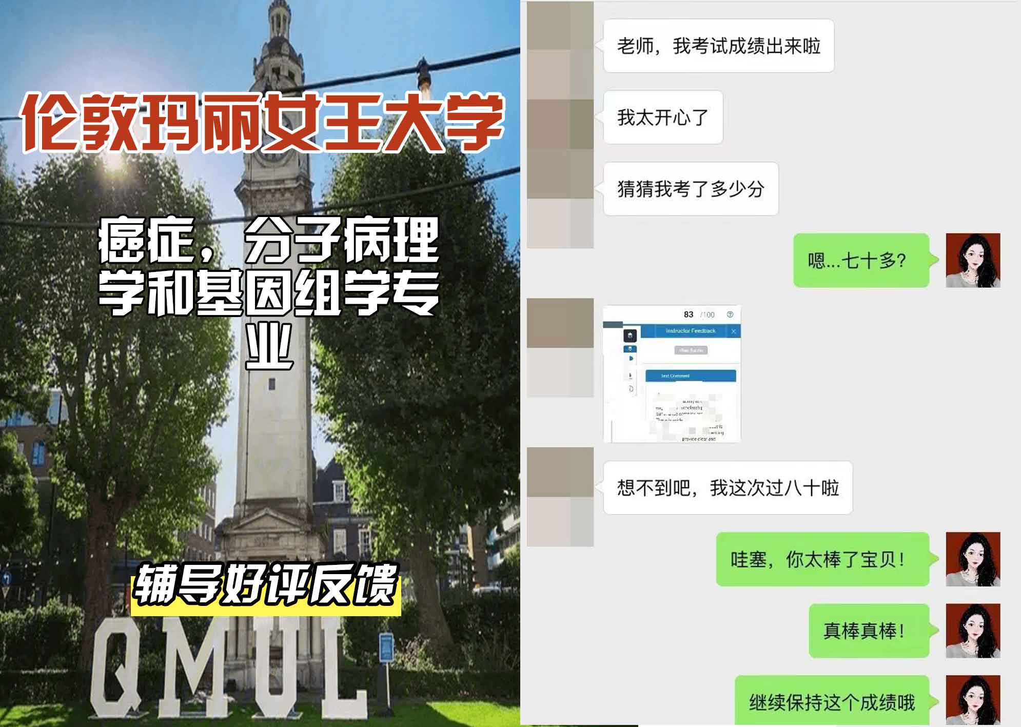 QM女王大学癌症，分子病理学和基因组学辅导好评反馈