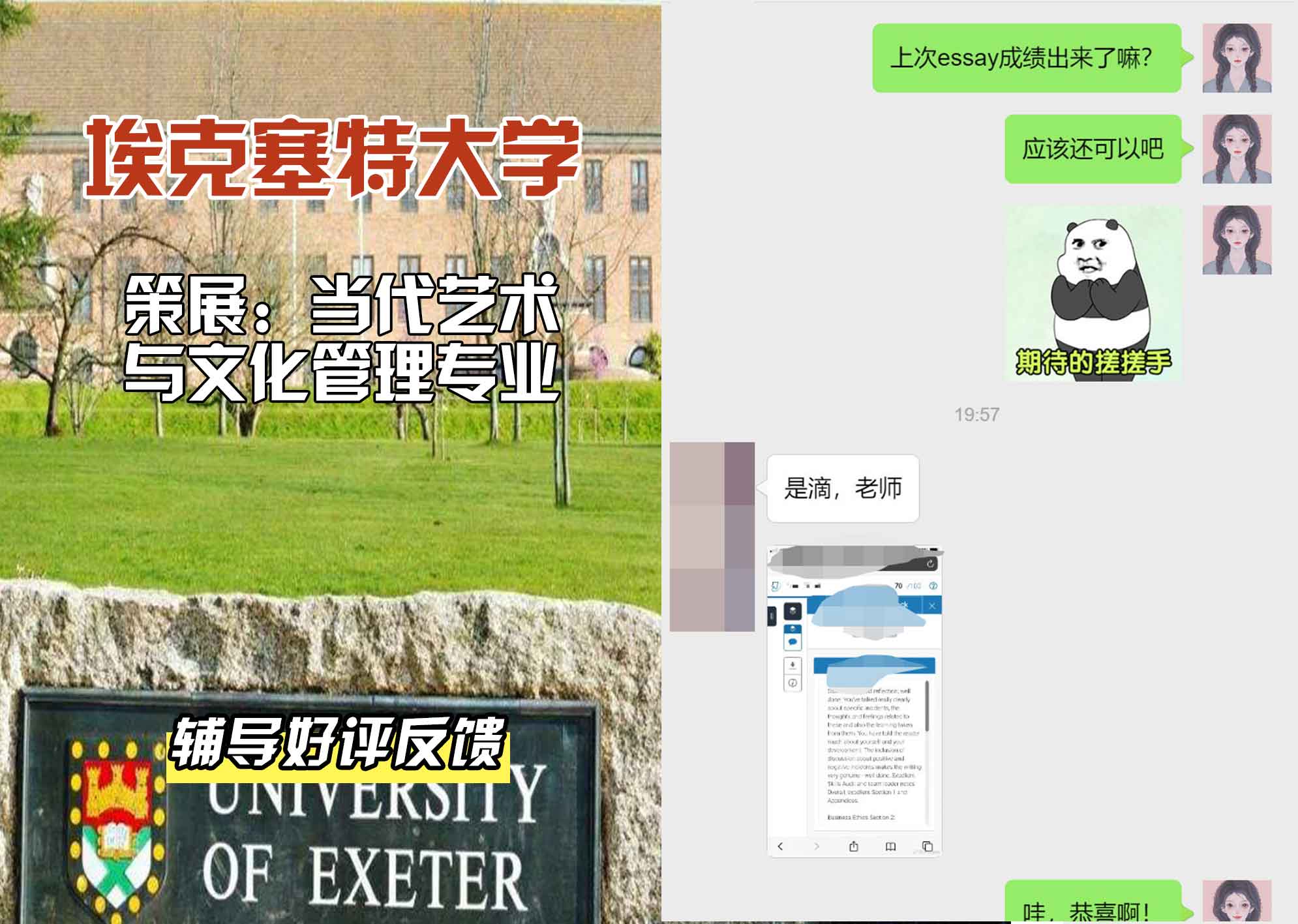 埃大埃克塞特大学策展：当代艺术与文化管理辅导好评反馈
