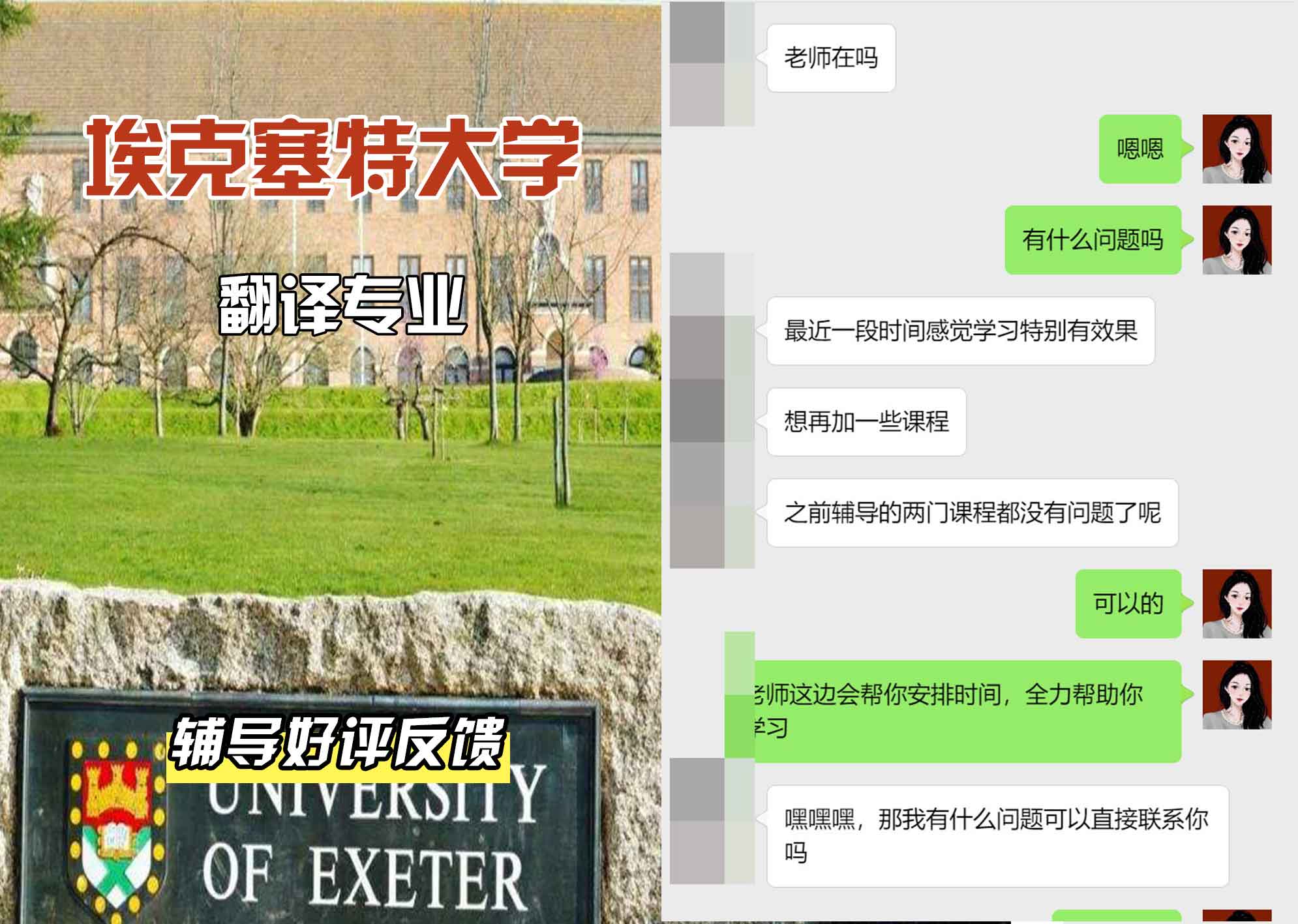 埃大埃克塞特大学翻译辅导好评反馈
