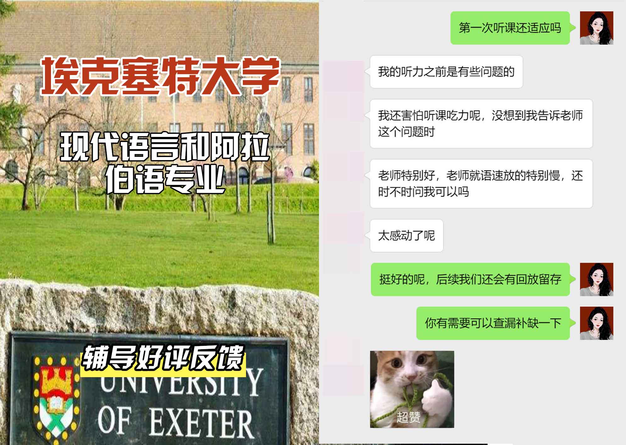 埃大埃克塞特大学现代语言和阿拉伯语辅导好评反馈