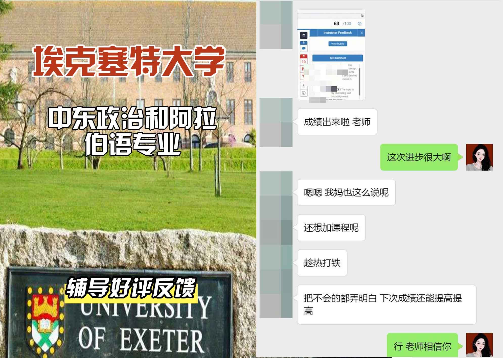 埃大埃克塞特大学中东政治和阿拉伯语辅导好评反馈