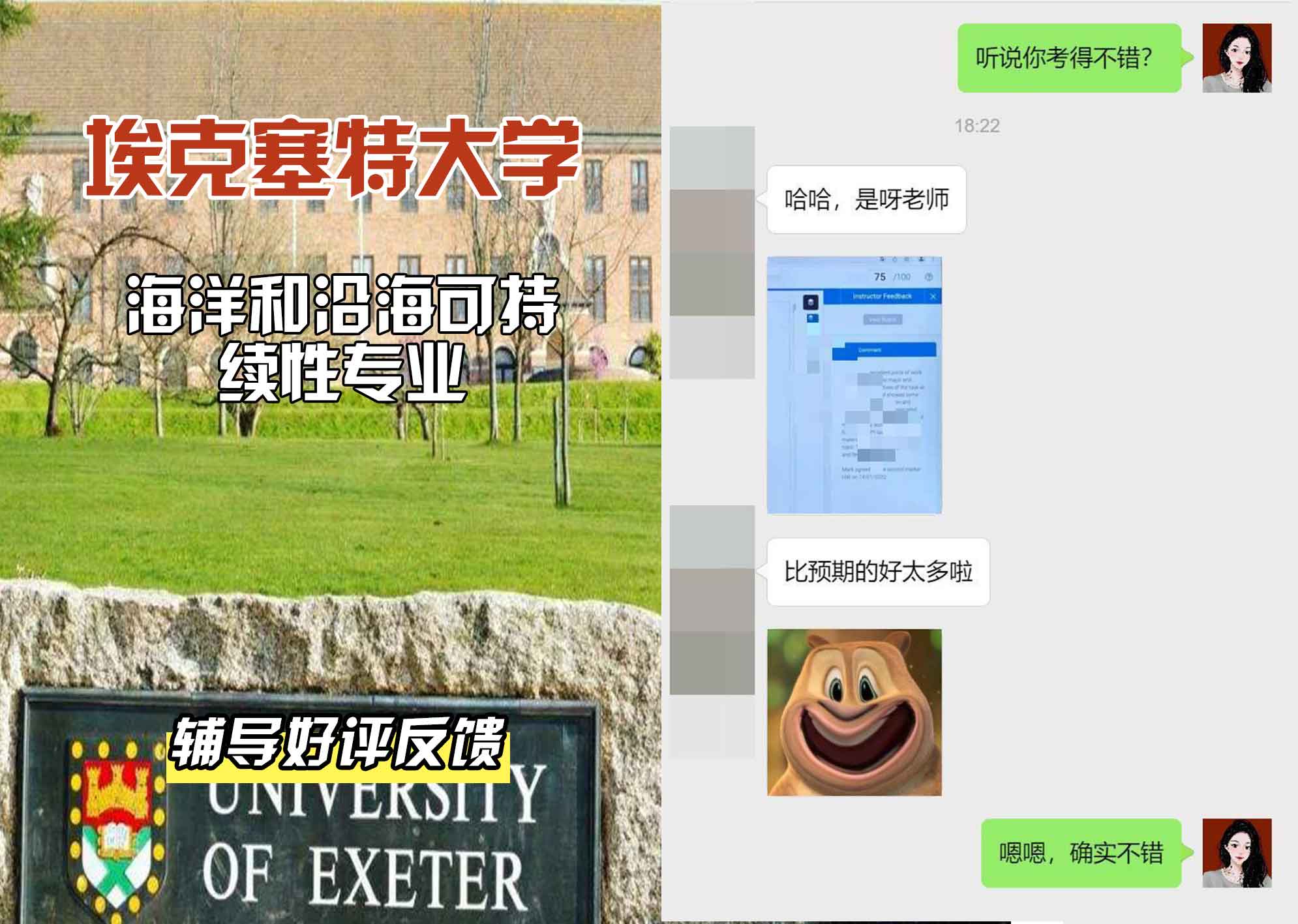 埃大埃克塞特大学海洋和沿海可持续发展辅导好评反馈