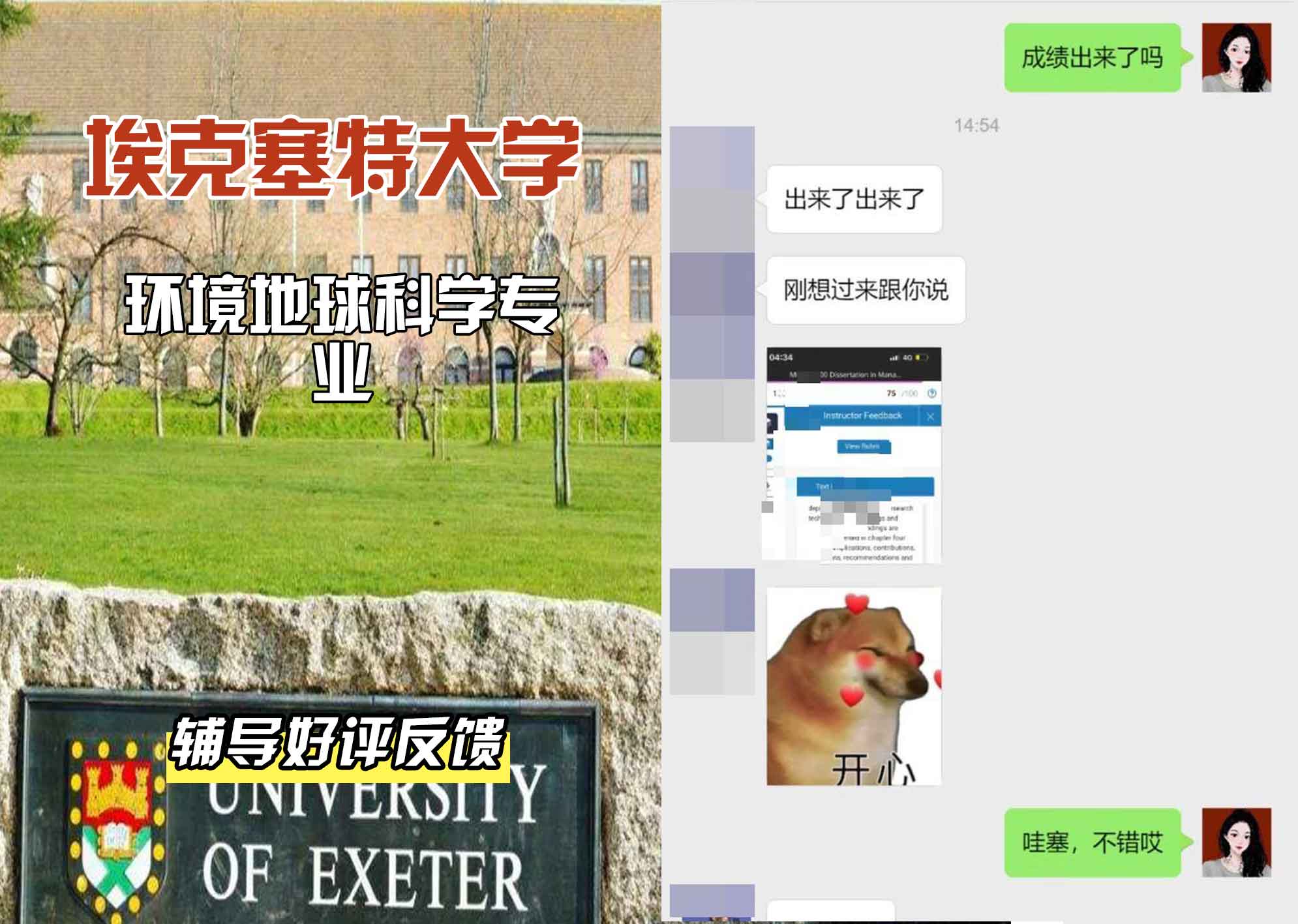 埃大埃克塞特大学环境地球科学辅导好评反馈