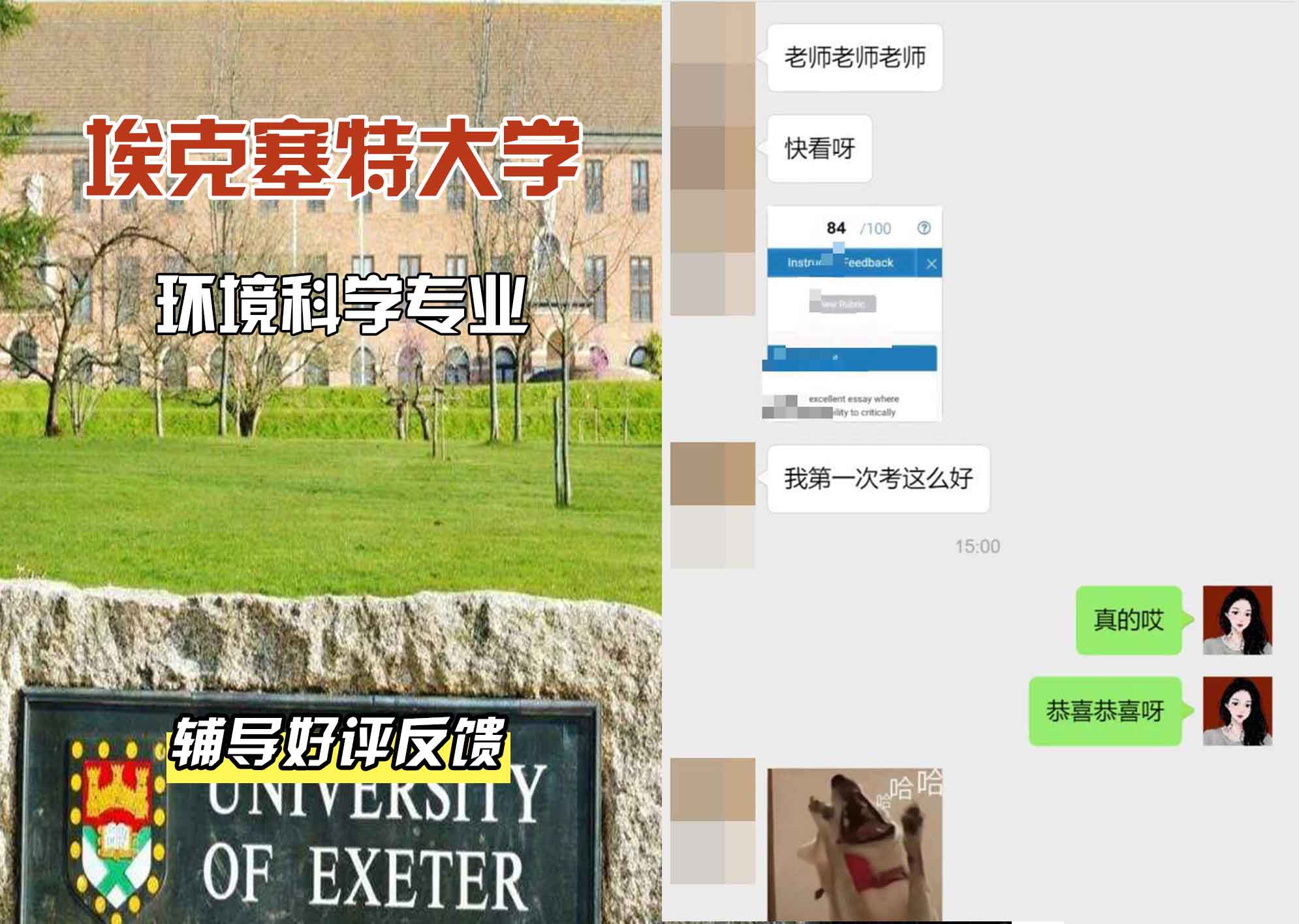 埃大埃克塞特大学环境科学辅导好评反馈