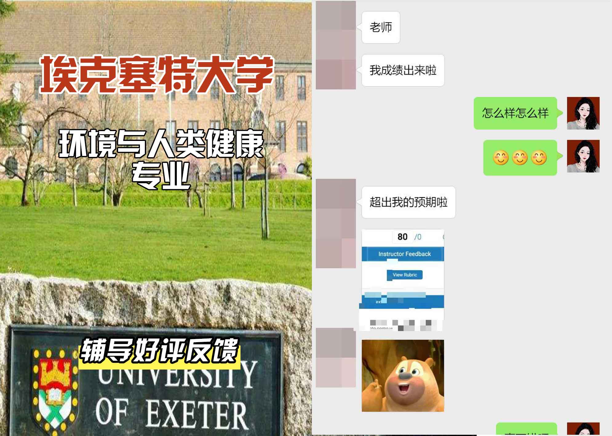 埃大埃克塞特大学环境与人类健康辅导好评反馈