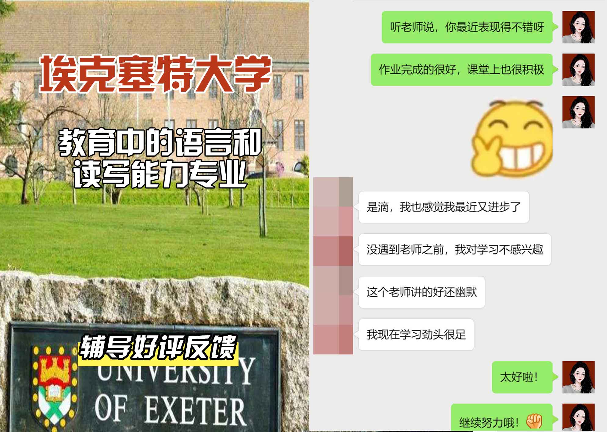 埃大埃克塞特大学语言和教育素养辅导好评反馈