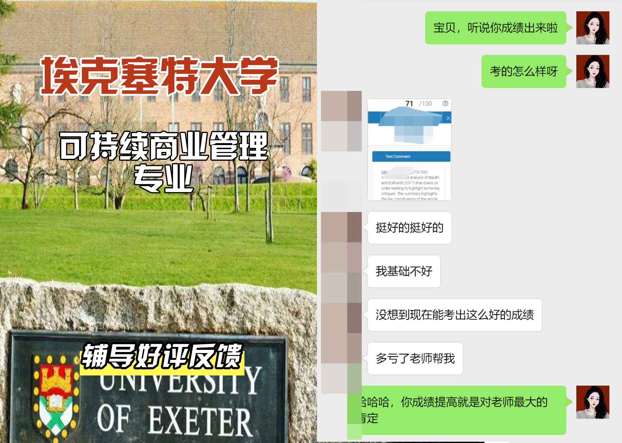 埃大埃克塞特大学可持续商业管理辅导好评反馈
