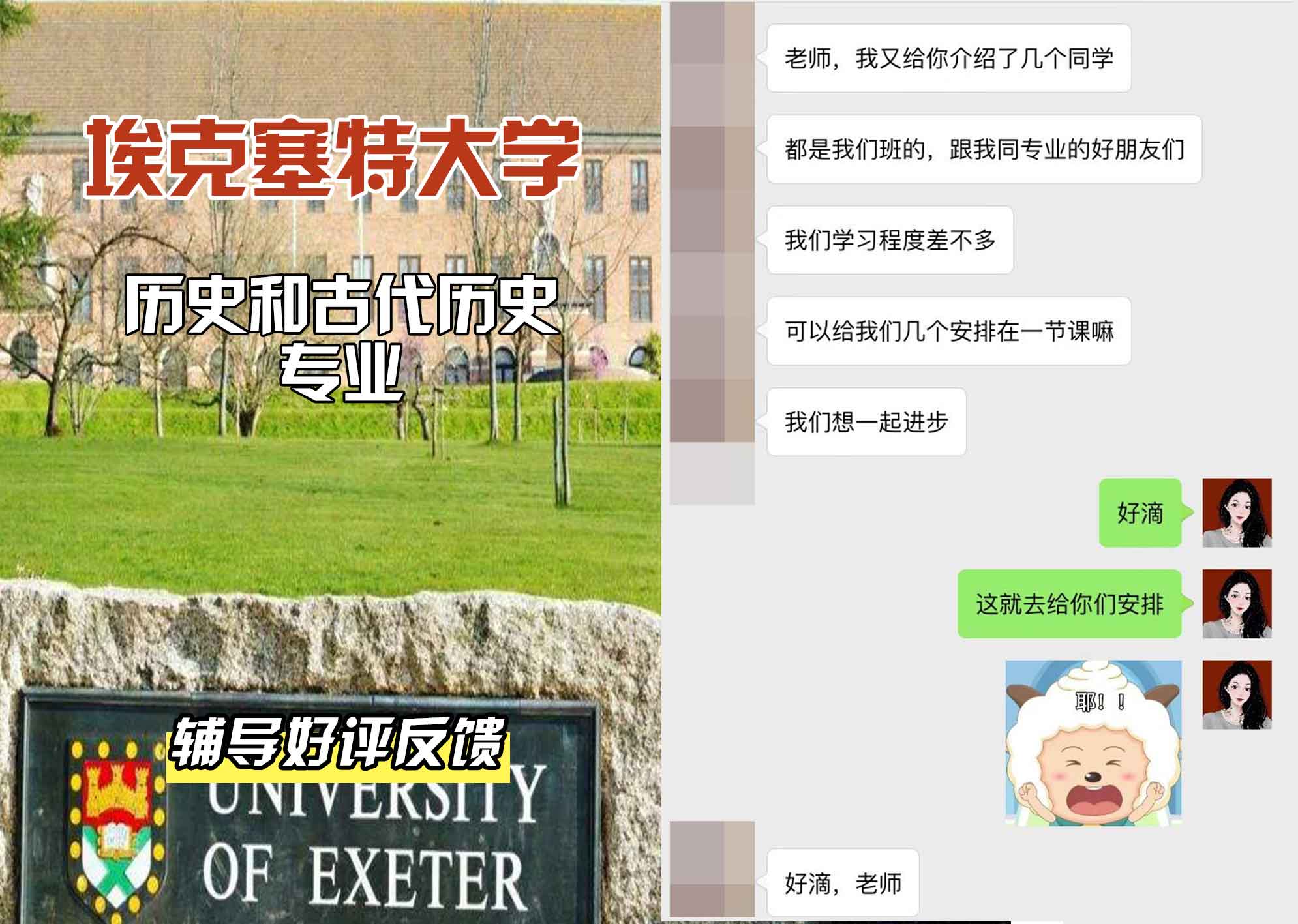 埃大埃克塞特大学历史和古代历史辅导好评反馈