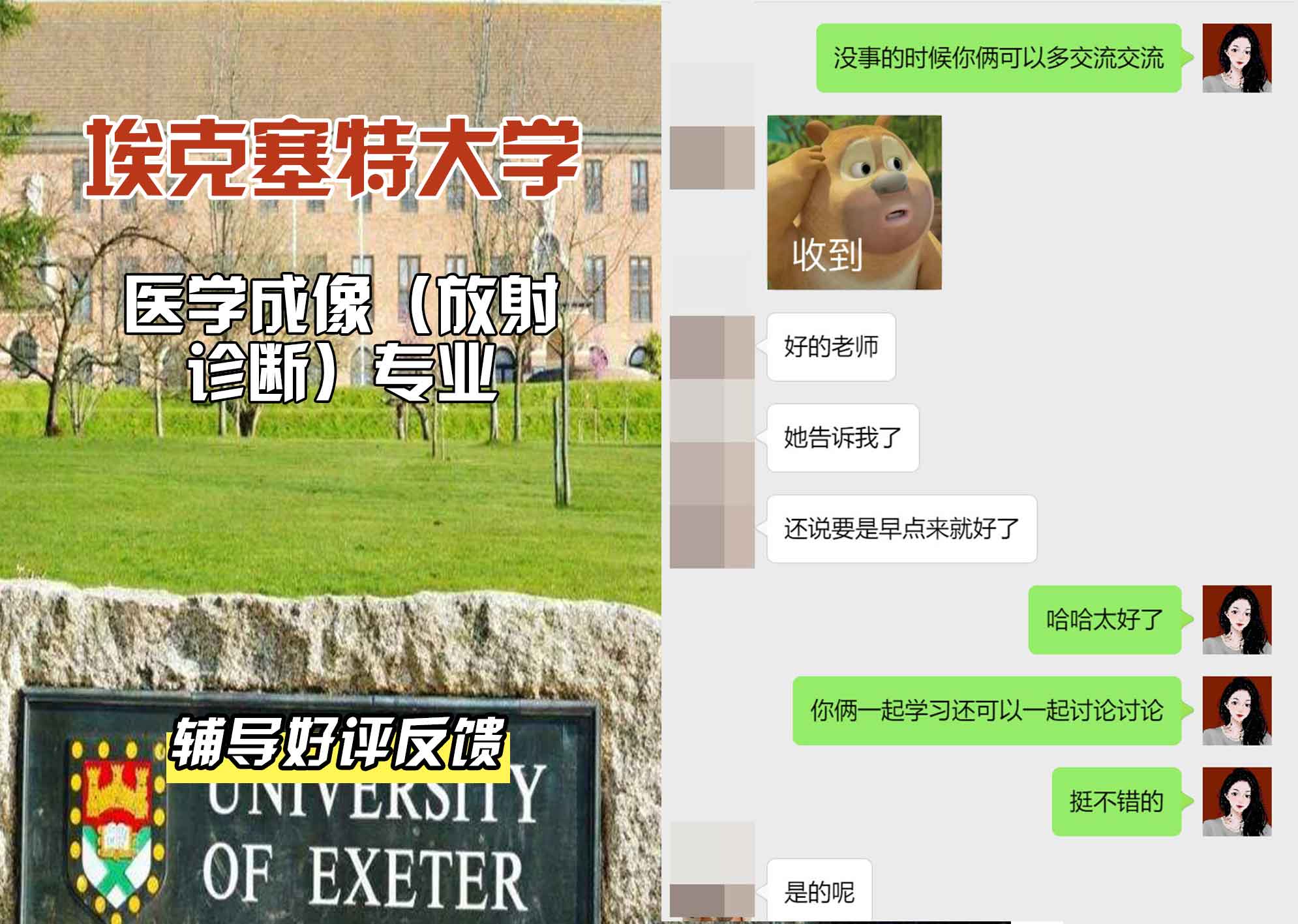 埃大埃克塞特大学医学成像（放射诊断）辅导好评反馈