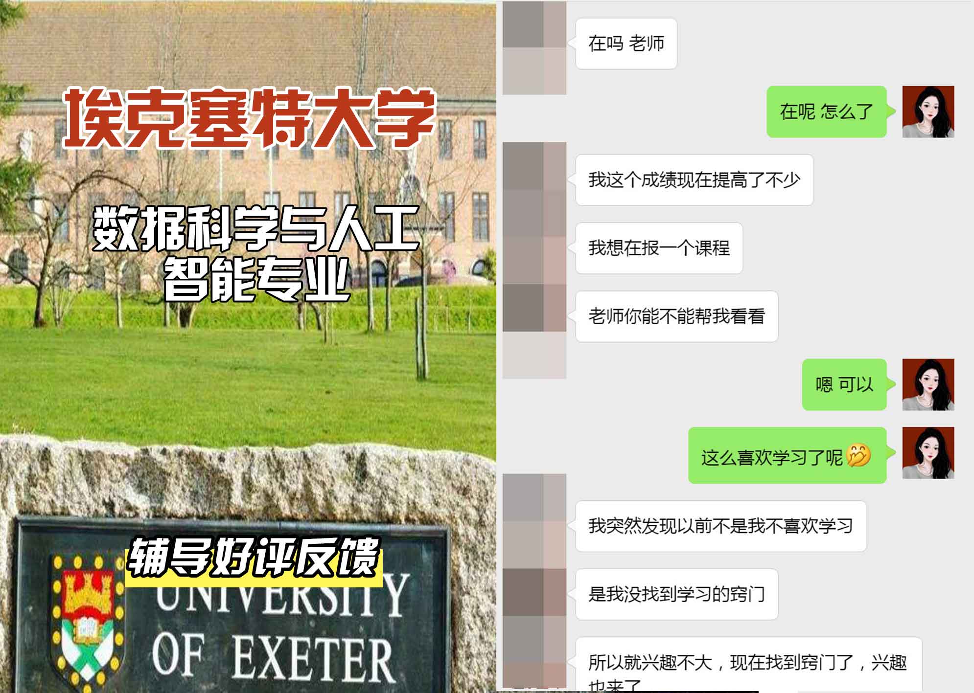 埃大埃克塞特大学数据科学与人工智能辅导好评反馈