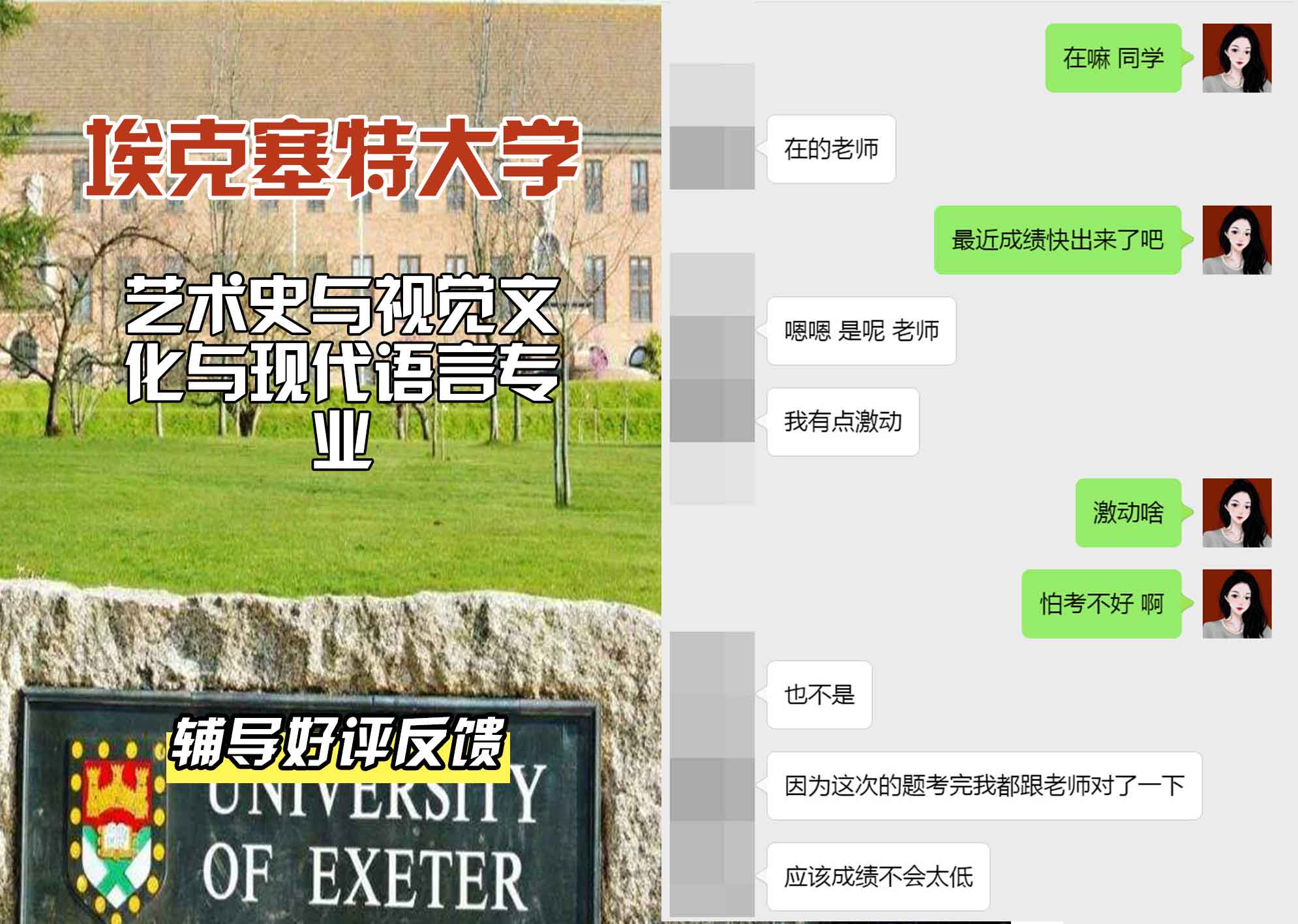 埃大埃克塞特大学艺术史与视觉文化与现代语言辅导好评反馈