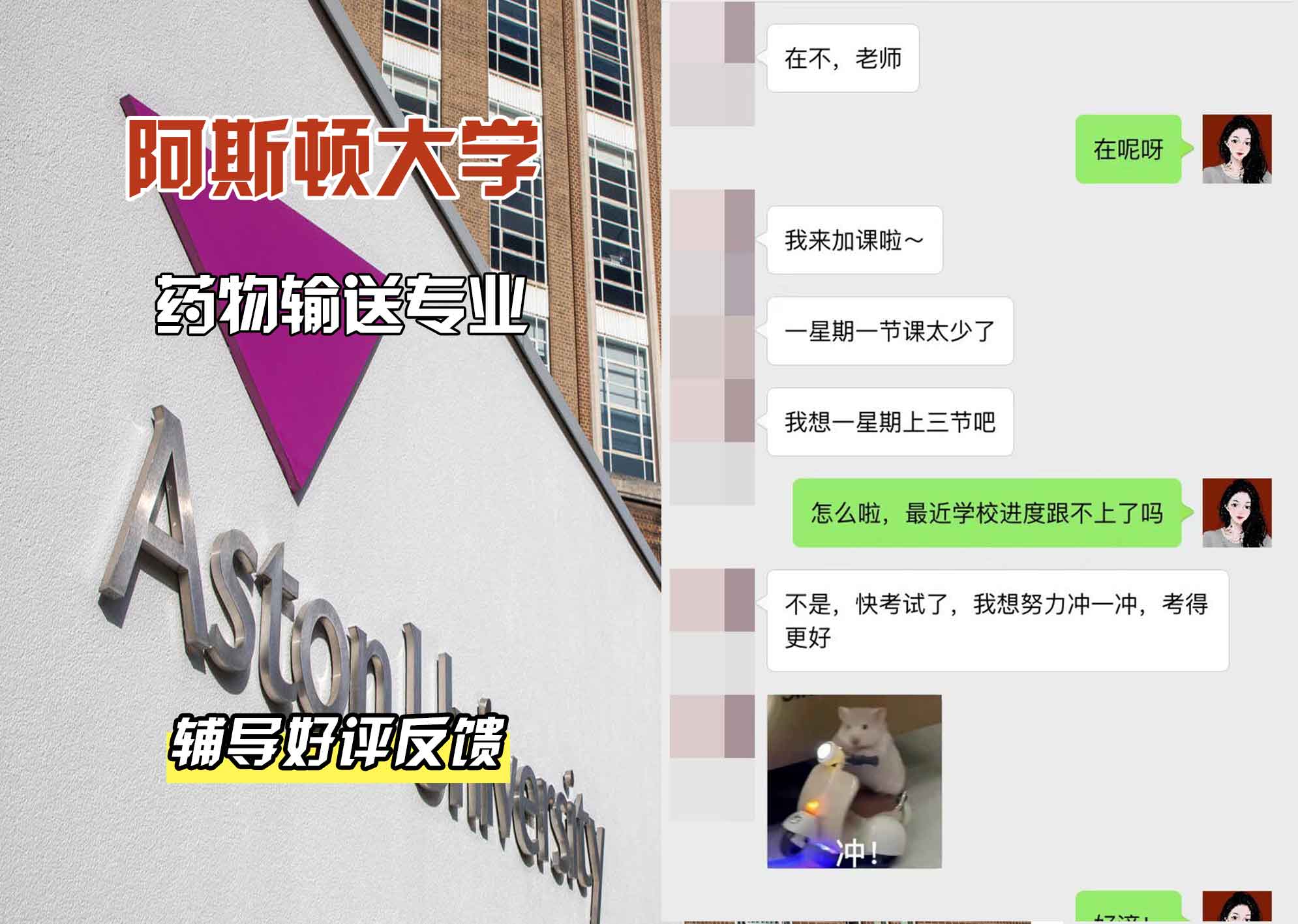 Aston阿斯顿大学药物输送辅导好评反馈