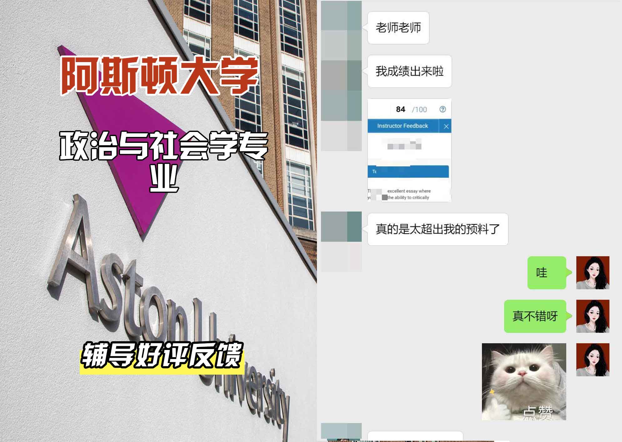 Aston阿斯顿大学政治与社会学辅导好评反馈