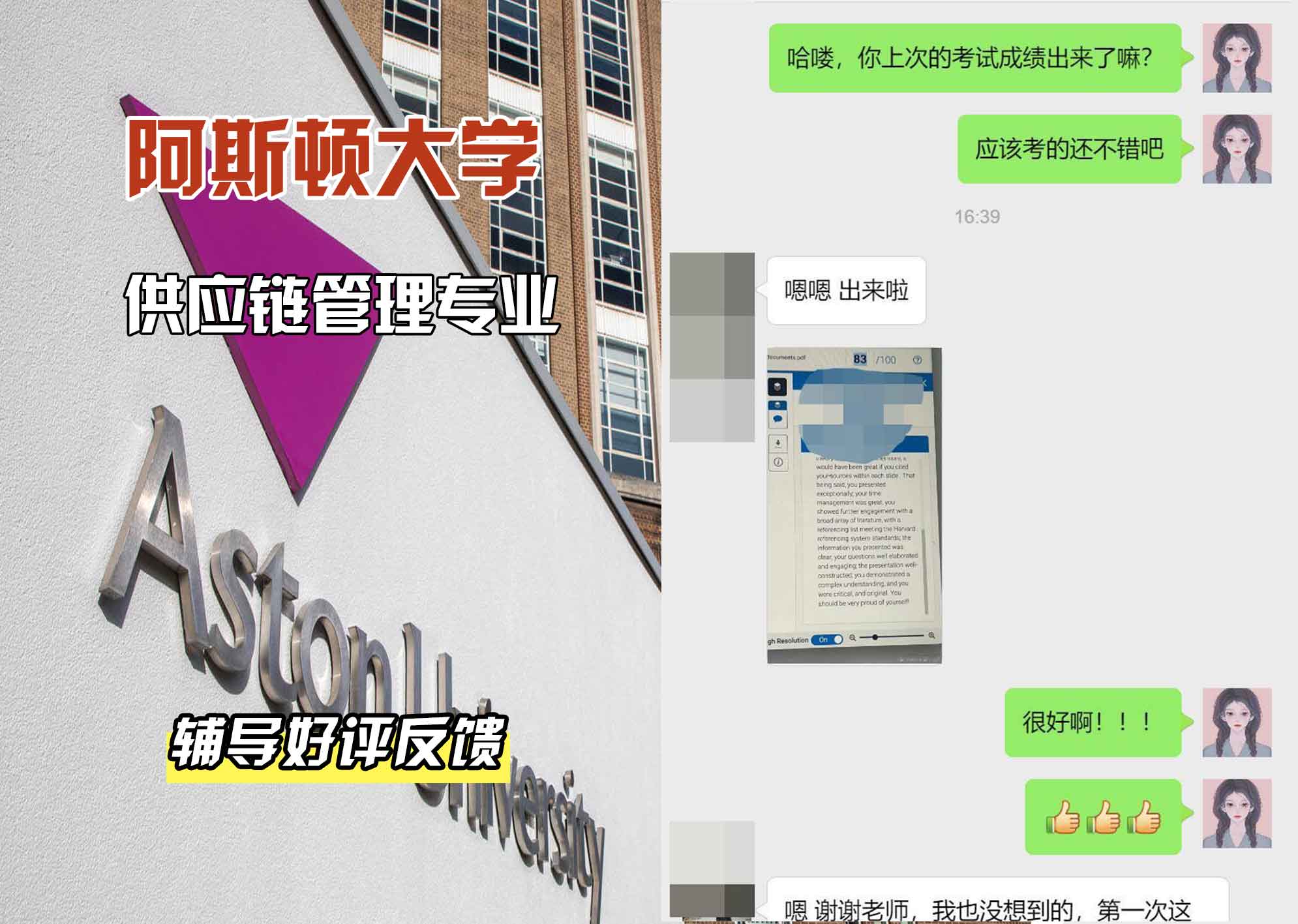 Aston阿斯顿大学供应链管理辅导好评反馈