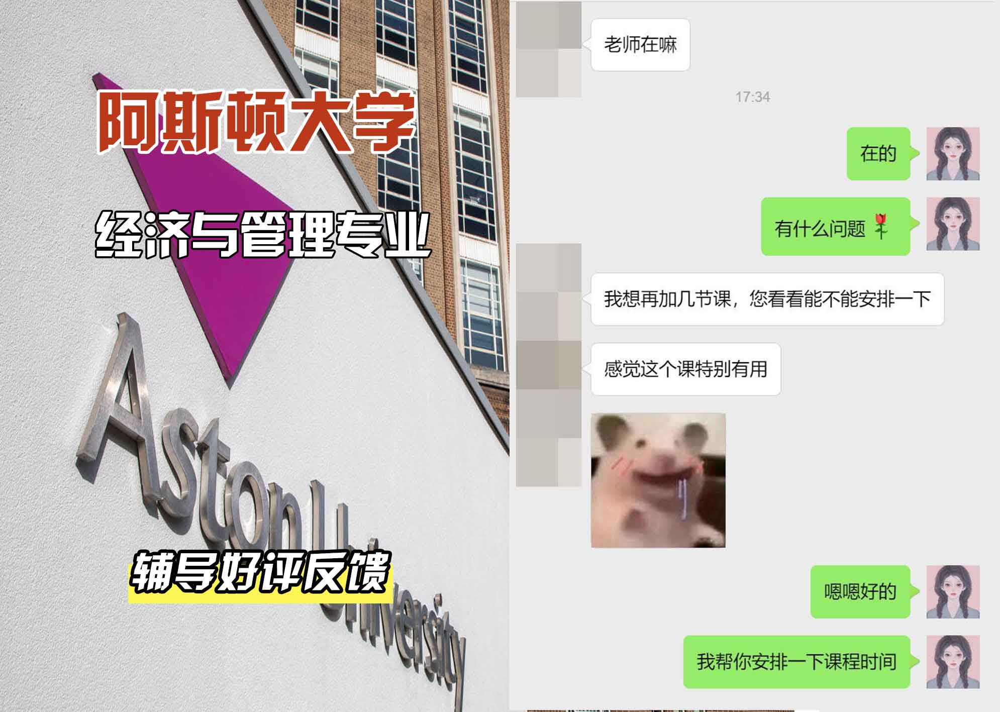 Aston阿斯顿大学经济与管理辅导好评反馈