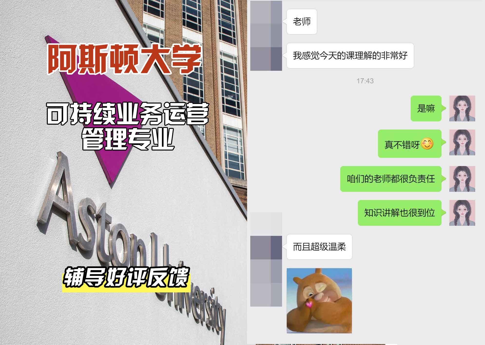 Aston阿斯顿大学可持续业务运营管理辅导好评反馈