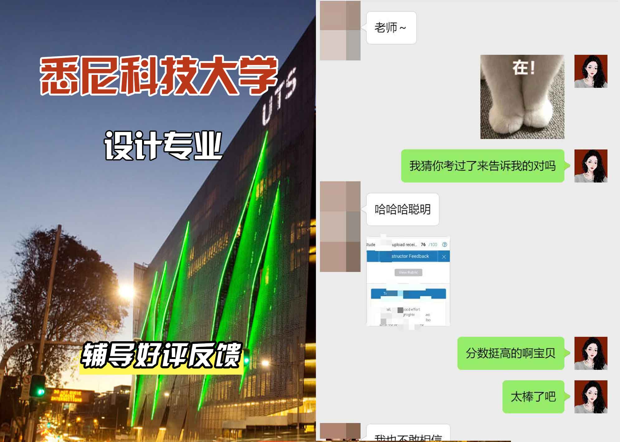 悉尼科技大学UTS设计辅导好评反馈