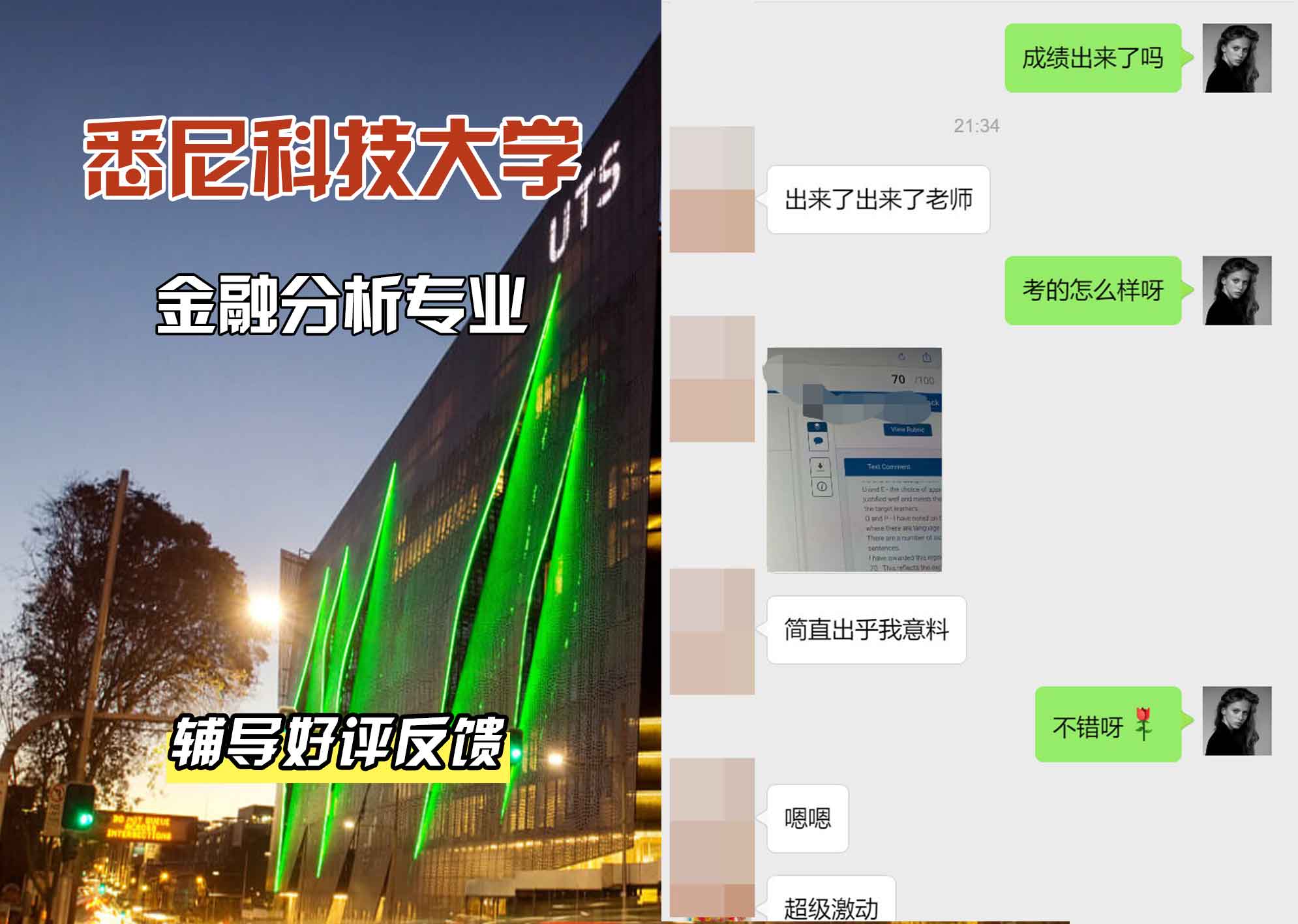 悉尼科技大学UTS金融分析辅导好评反馈