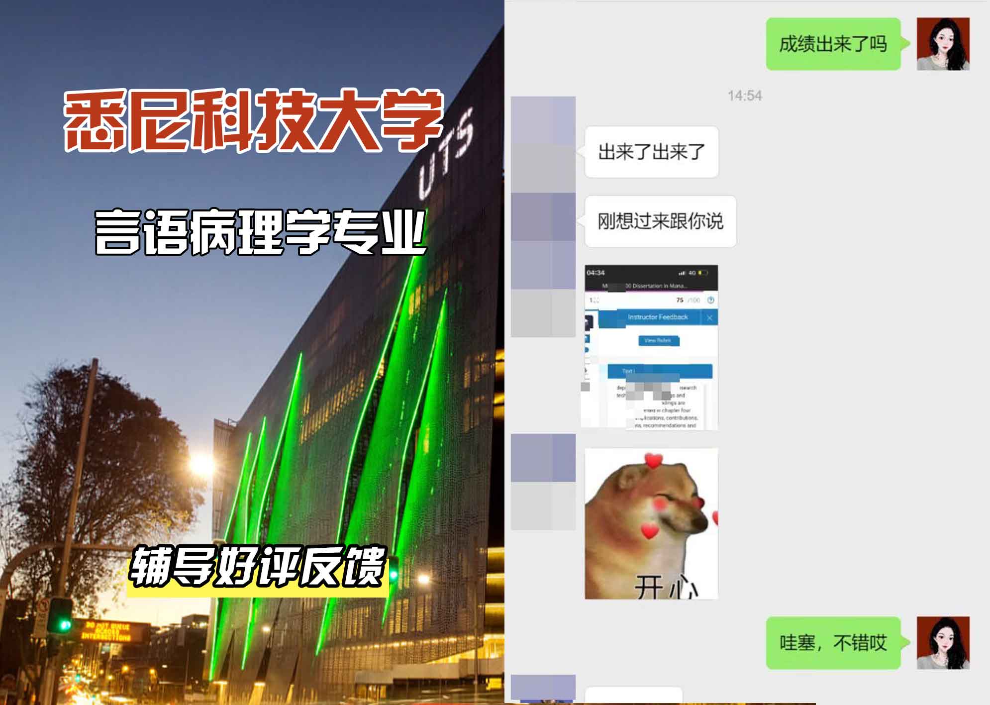 悉尼科技大学UTS言语病理学辅导好评反馈