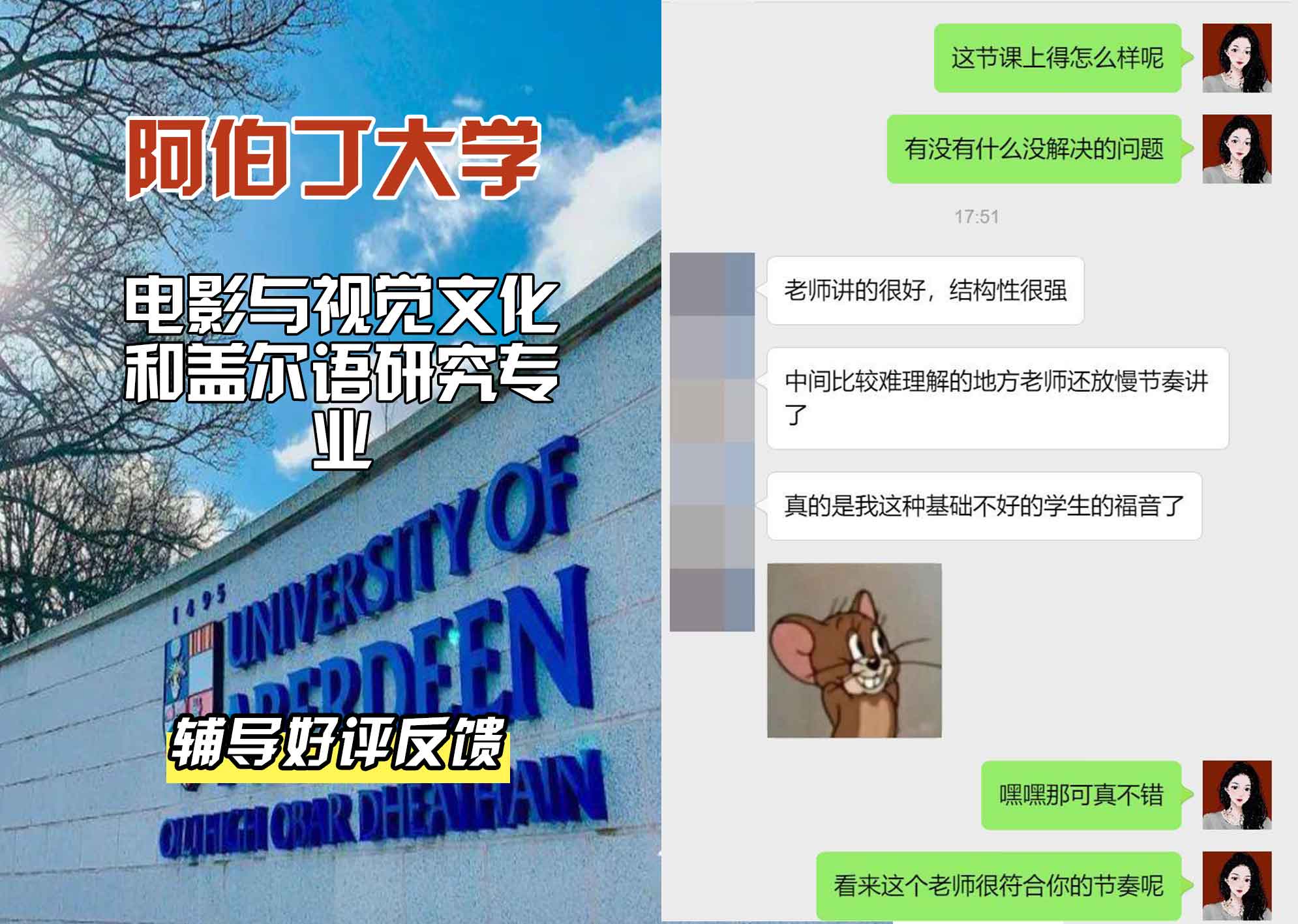 阿伯丁大学ABDN电影与视觉文化和盖尔语研究辅导好评反馈