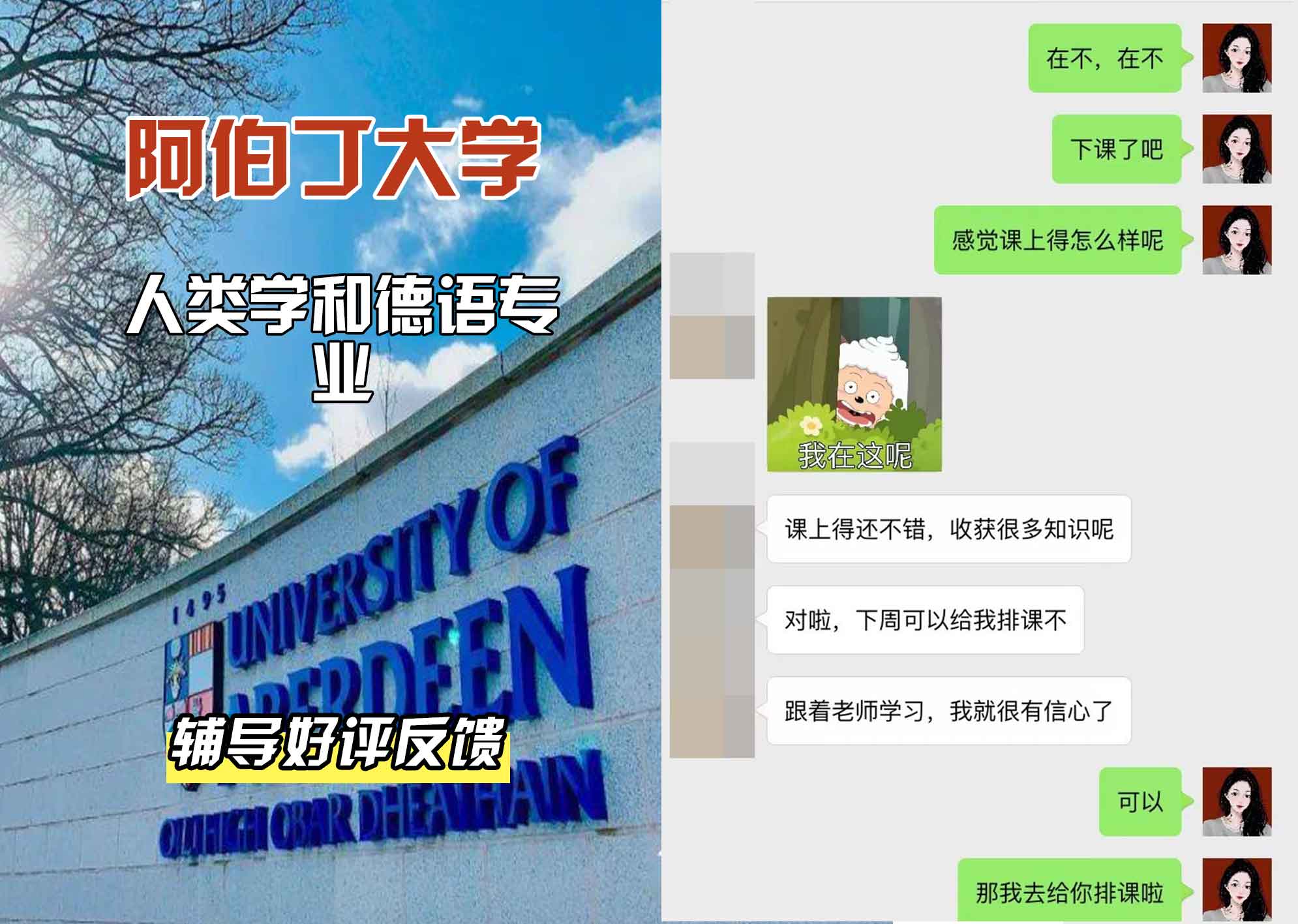 阿伯丁大学ABDN人类学和德语辅导好评反馈