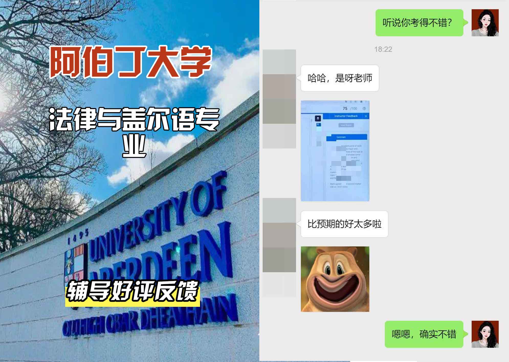 阿伯丁大学ABDN法律与盖尔语辅导好评反馈