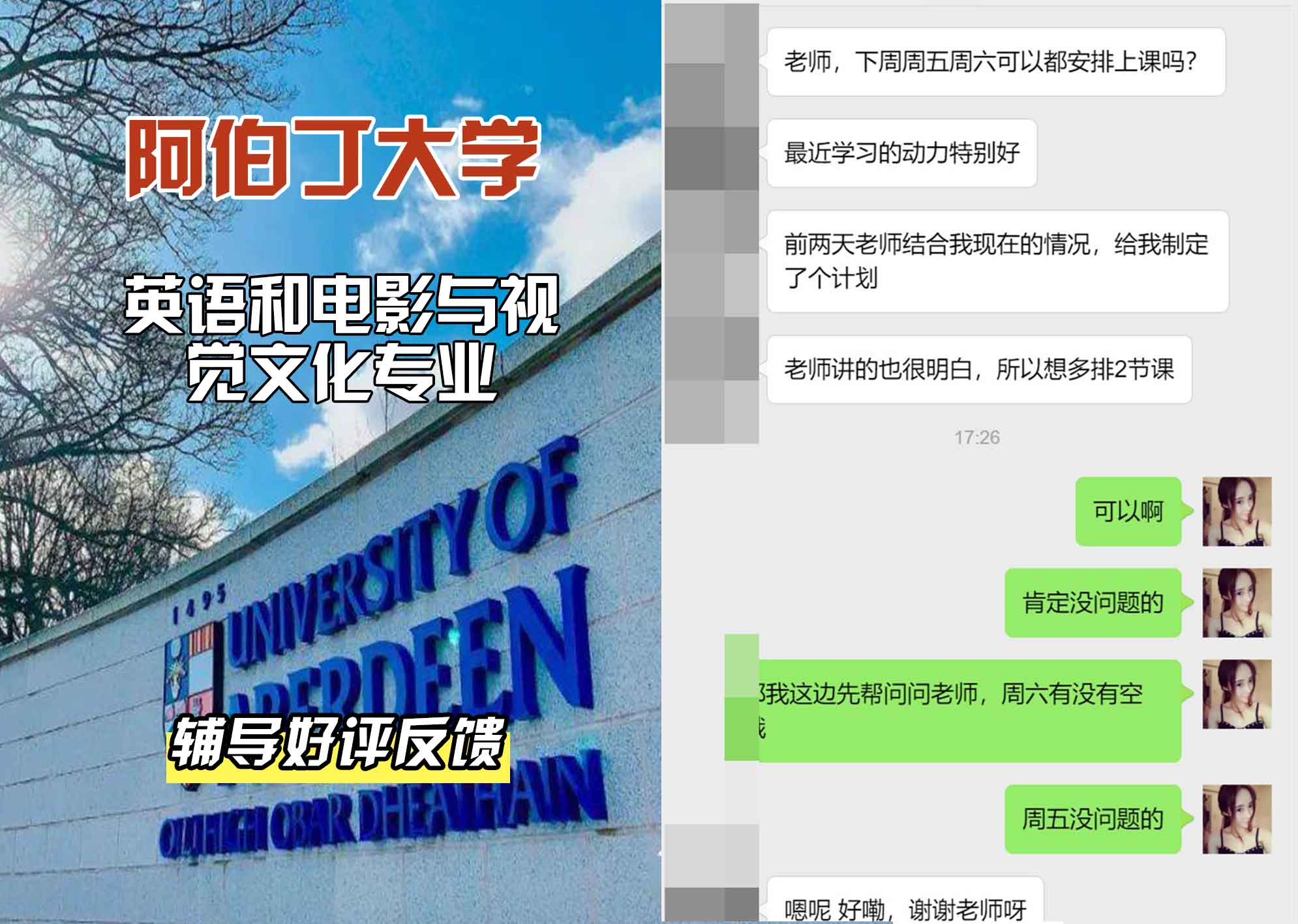 阿伯丁大学ABDN英语和电影与视觉文化辅导好评反馈