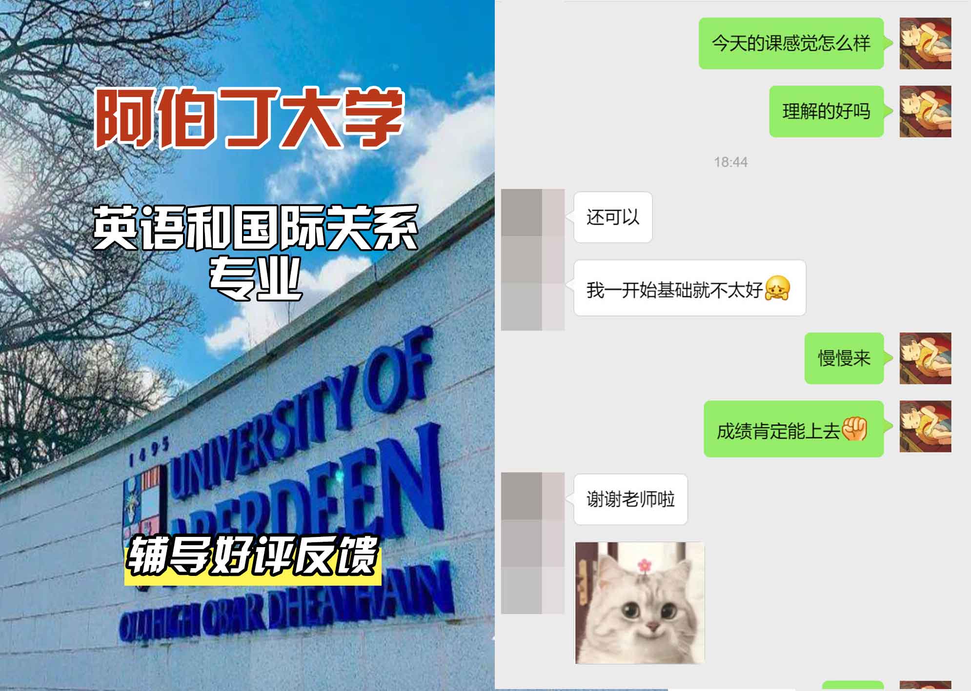 阿伯丁大学ABDN英语和国际关系辅导好评反馈